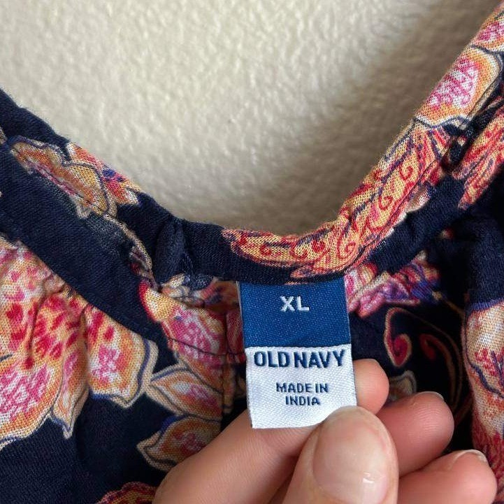 Old Navy Tie-Shoulder Tasseled Floral Print Boho Maxi Sundress Cottagecore