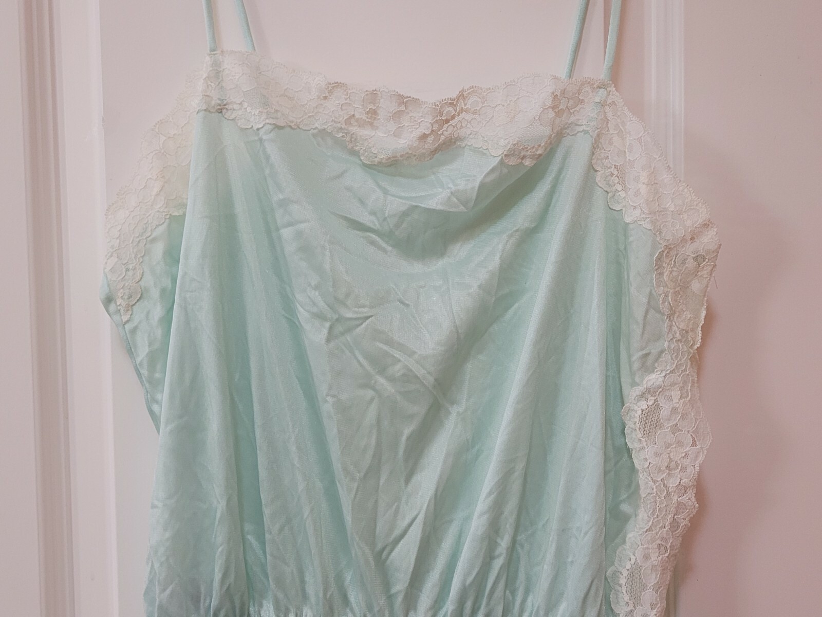 Vintage Avon Fashions Lingerie Mint Green Nightgown Side Tie Size Small Chemise