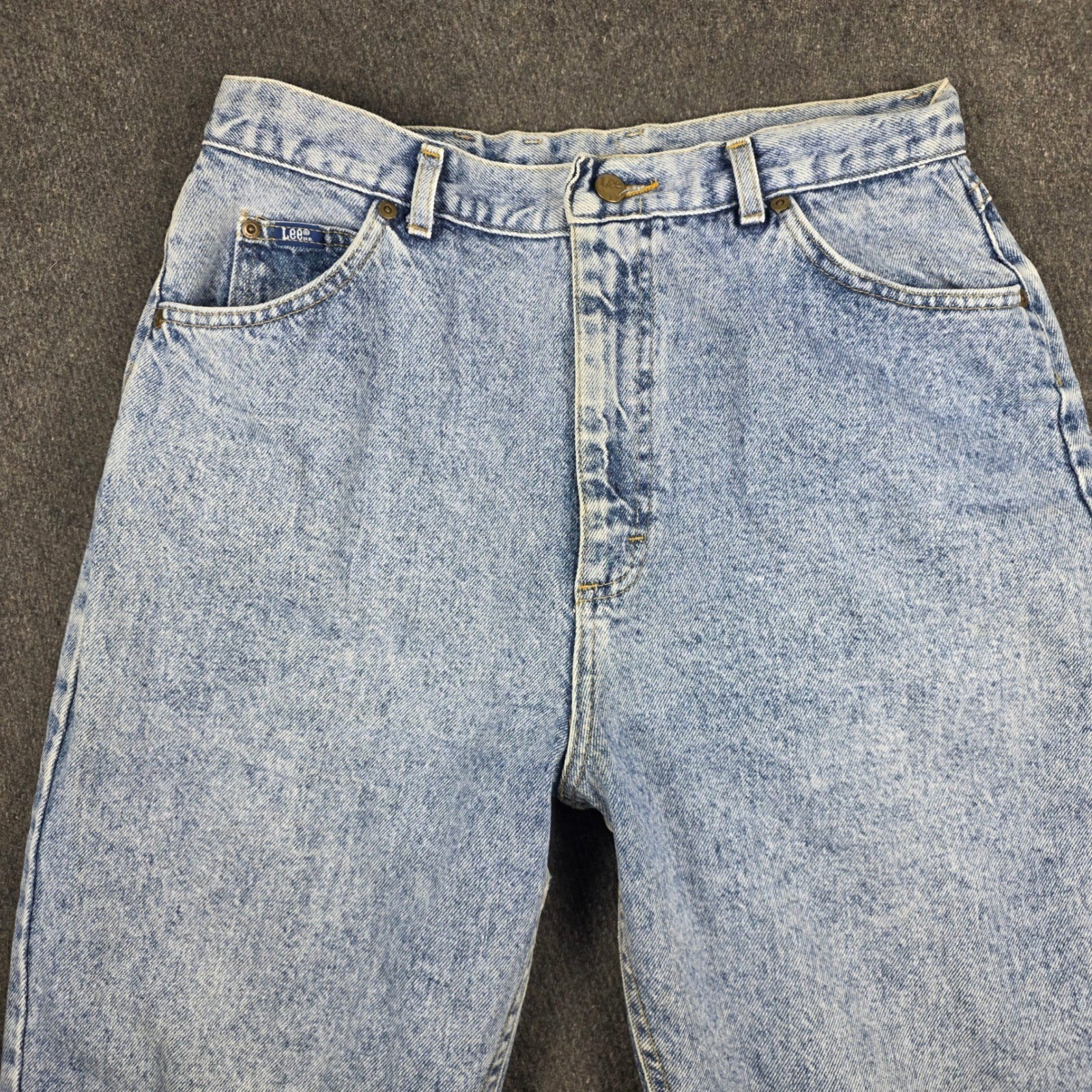 VTG Lee Riders Jeans Women 16 Med Light Blue High Waisted Tapered Made in USA