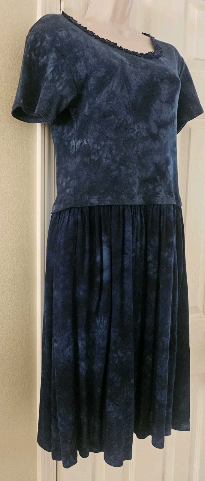 VTG TICKETS CLOTHING USA Dress Short Sleeve Pull-over Blue Womens Sz 3/4