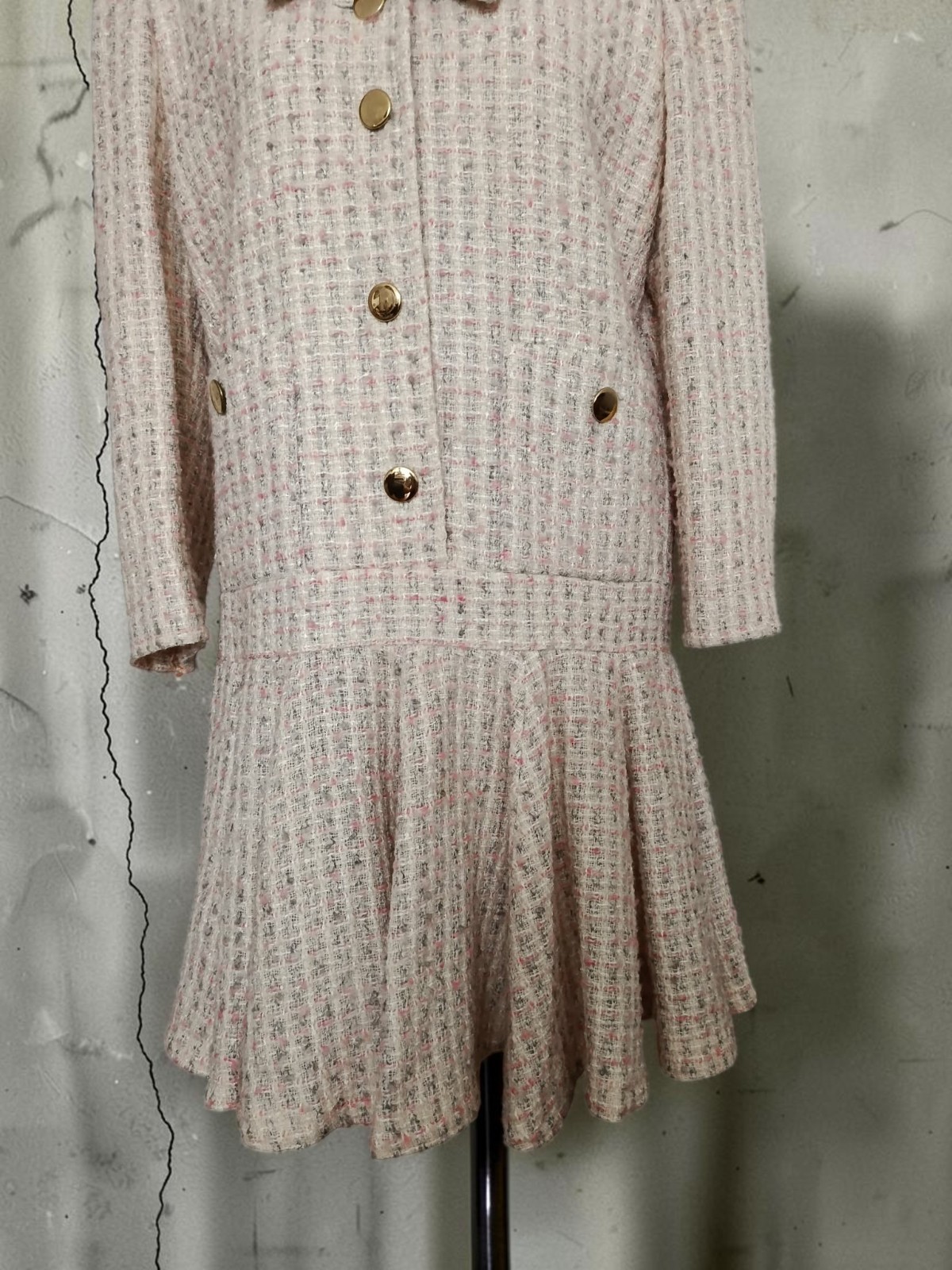 Max Heymans Rare Vintage Haute Couture Tweed Boucle Drop-Waist Flapper Dress M L
