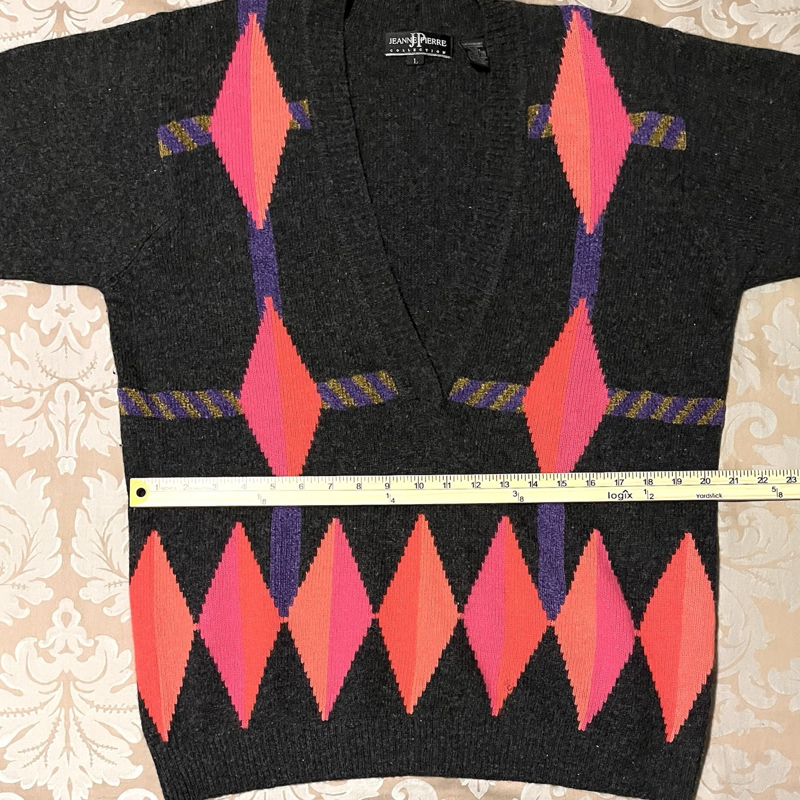Vintage Argyle Sweater LambsWool Angora L Academia Preppy Cozy Retro Schoolgirl