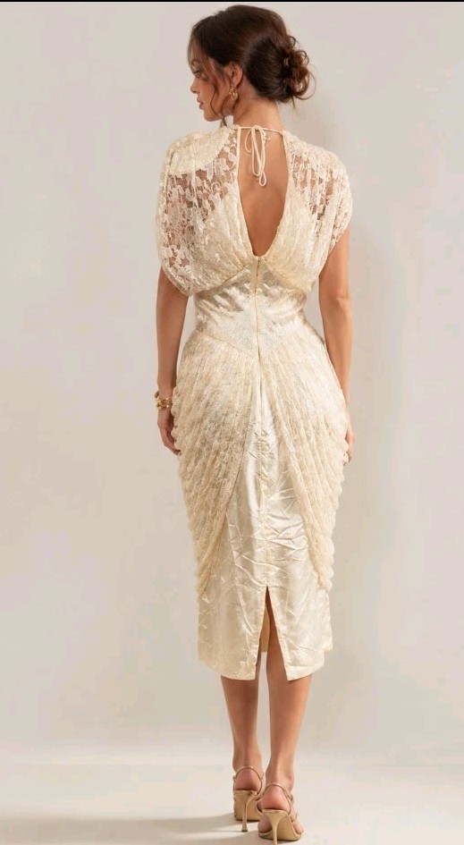 A La Carte California Women’s FITS MODERN SMALL Vintage Dress Ivory Beaded #AA