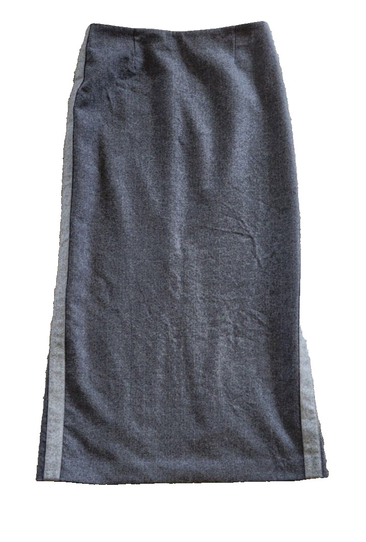 Vintage 90’s Emporio Armani long gray wool striped Skirt Sz 40 Made in Italy