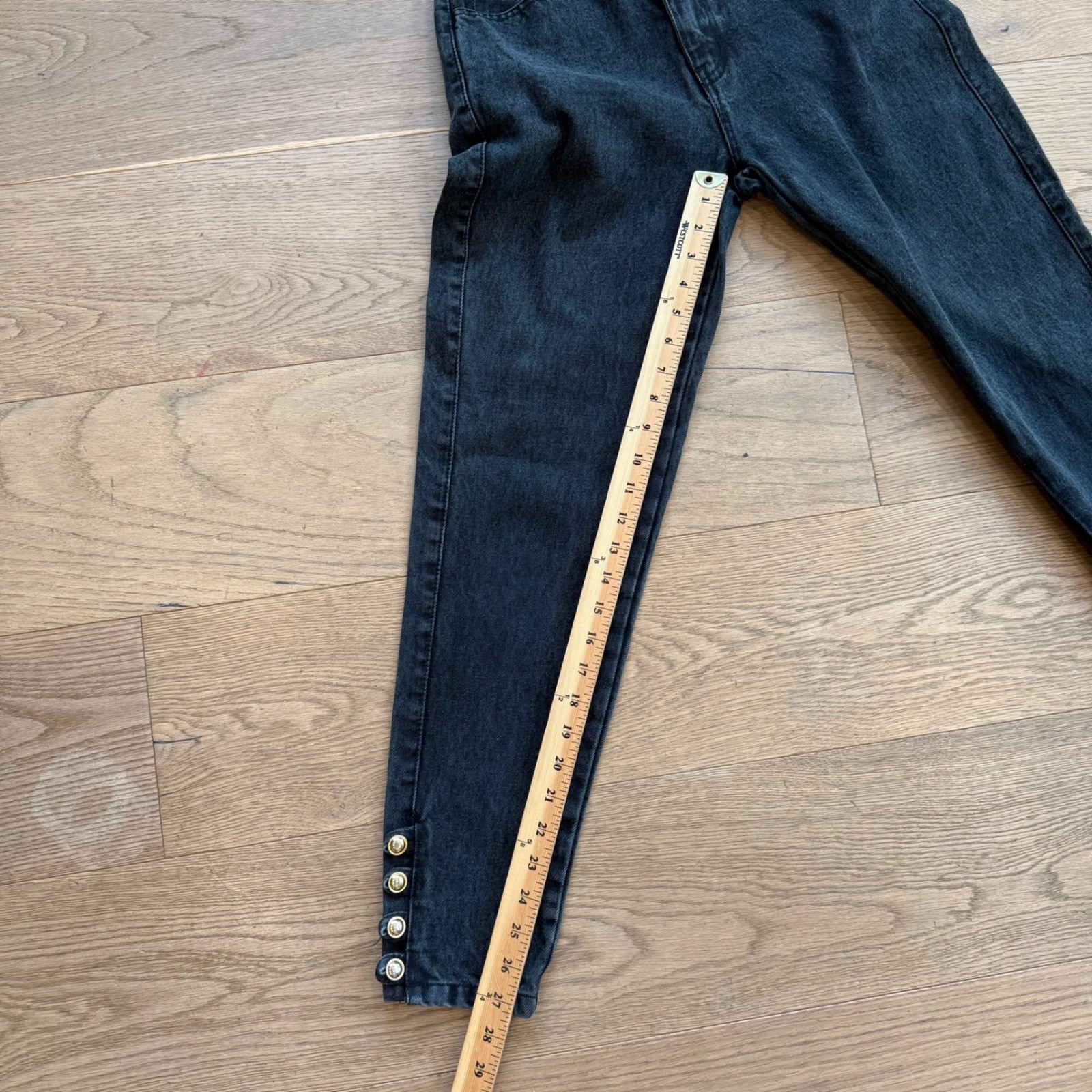 Vintage Jordache Gold Black Denim Set Cropped Jacket High Waist Jeans 2pc S 5/6