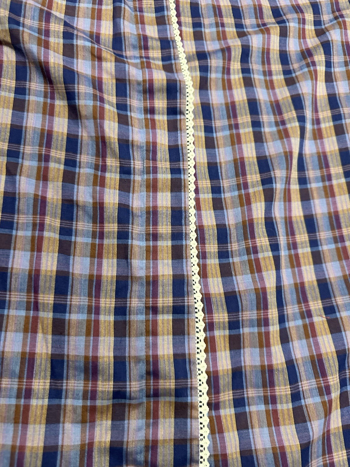 VTG 70s Sweetbriar Purple Plaid Button Up S/M Cottage Grandma
