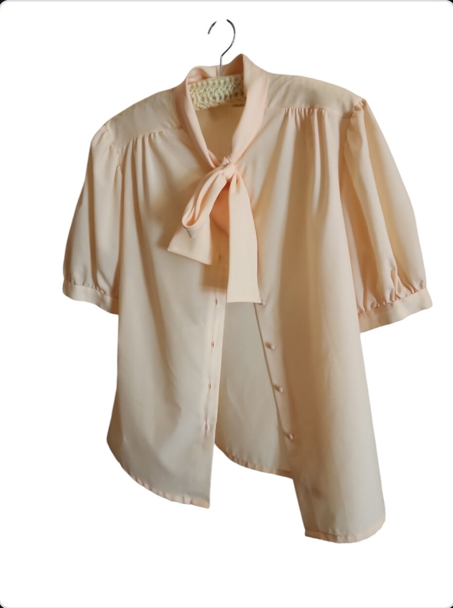 Vintage Arabella Blake Bow Tie Neck Button Blouse Yellow Sz 20