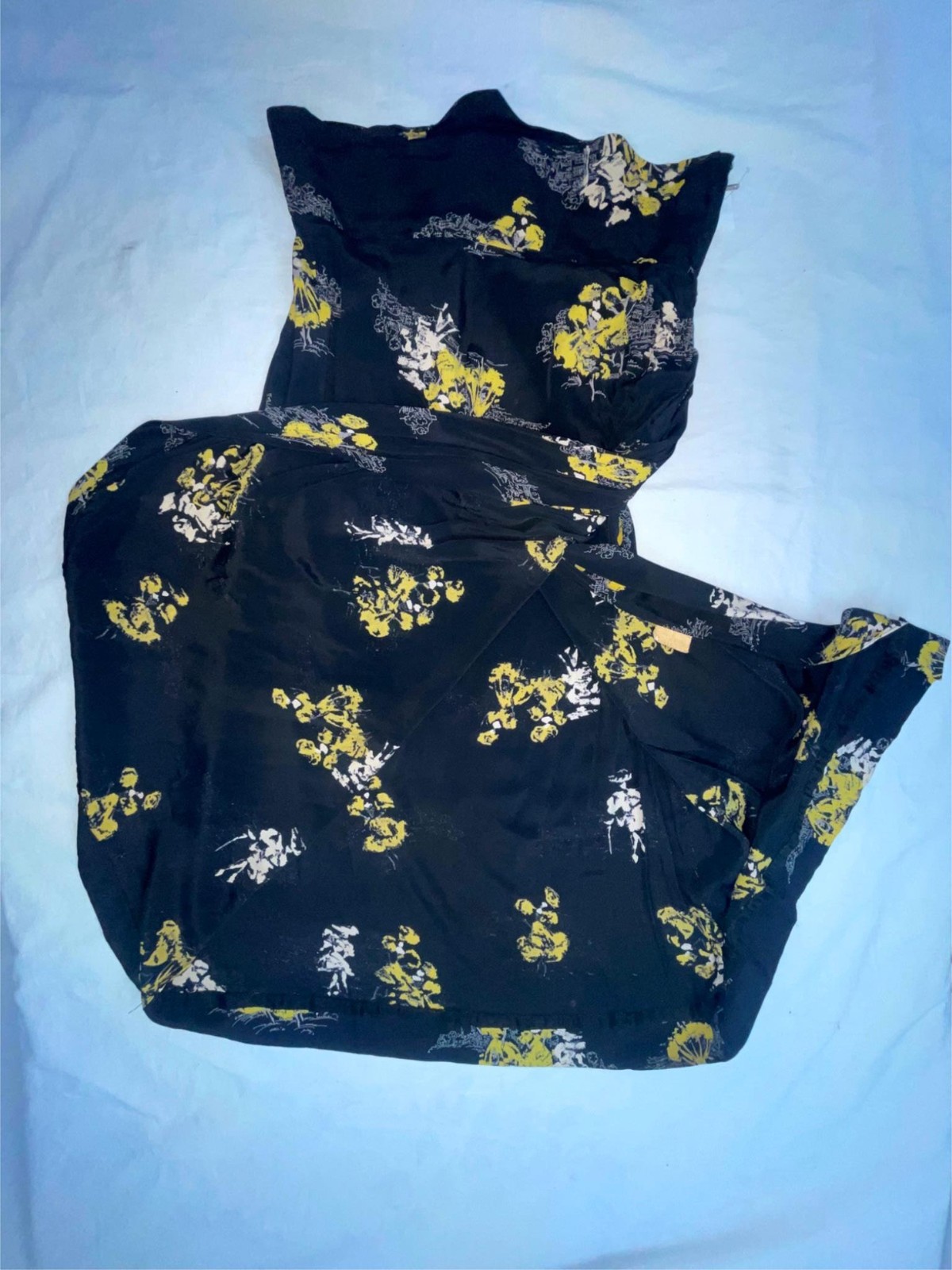 VTG 50S 60S WOMENS S BLACK SIDE ZIP WRAP ASIAN ORIENTAL PRINT DRESS SKIRT