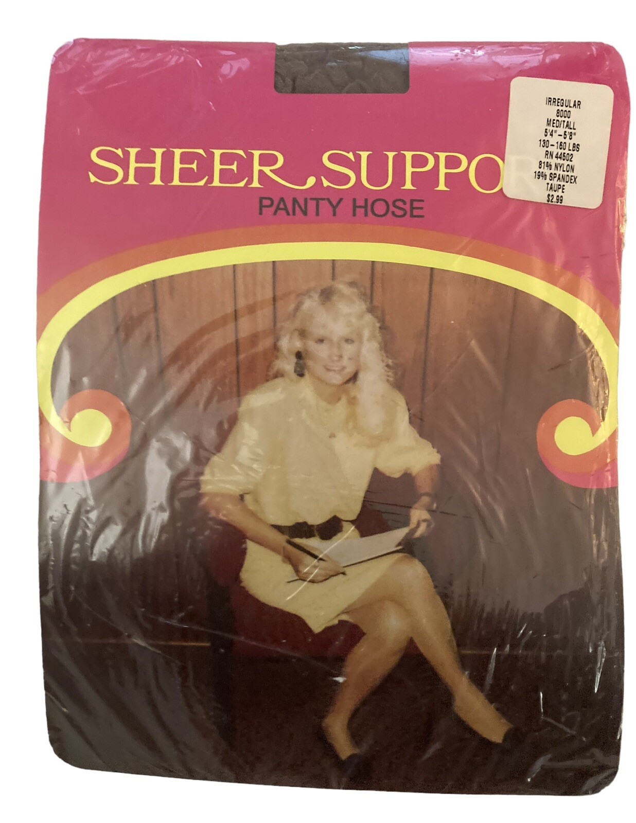 Lot 2 Pair Vintage Sheer Support Pantyhose Sz Med/Tall Taupe Made USA