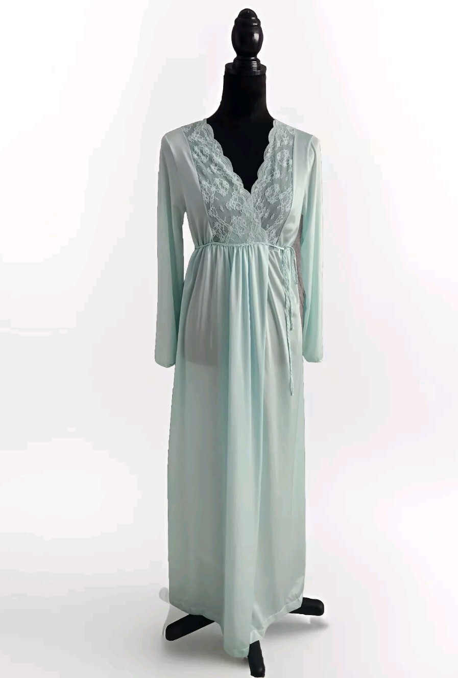 1960s Vintage Gilead 3996 Light Mint Nylon Lace Wrap Robe Size Small