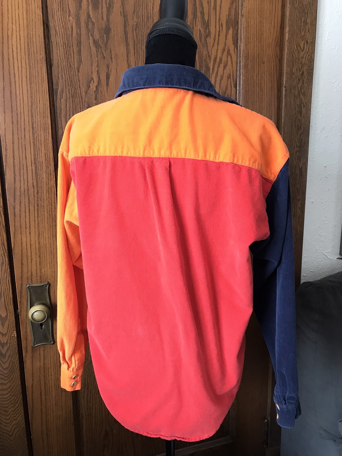 Vintage Women’s Corduroy Button Shirt Clean Clothes Orange Red Navy Blue Small