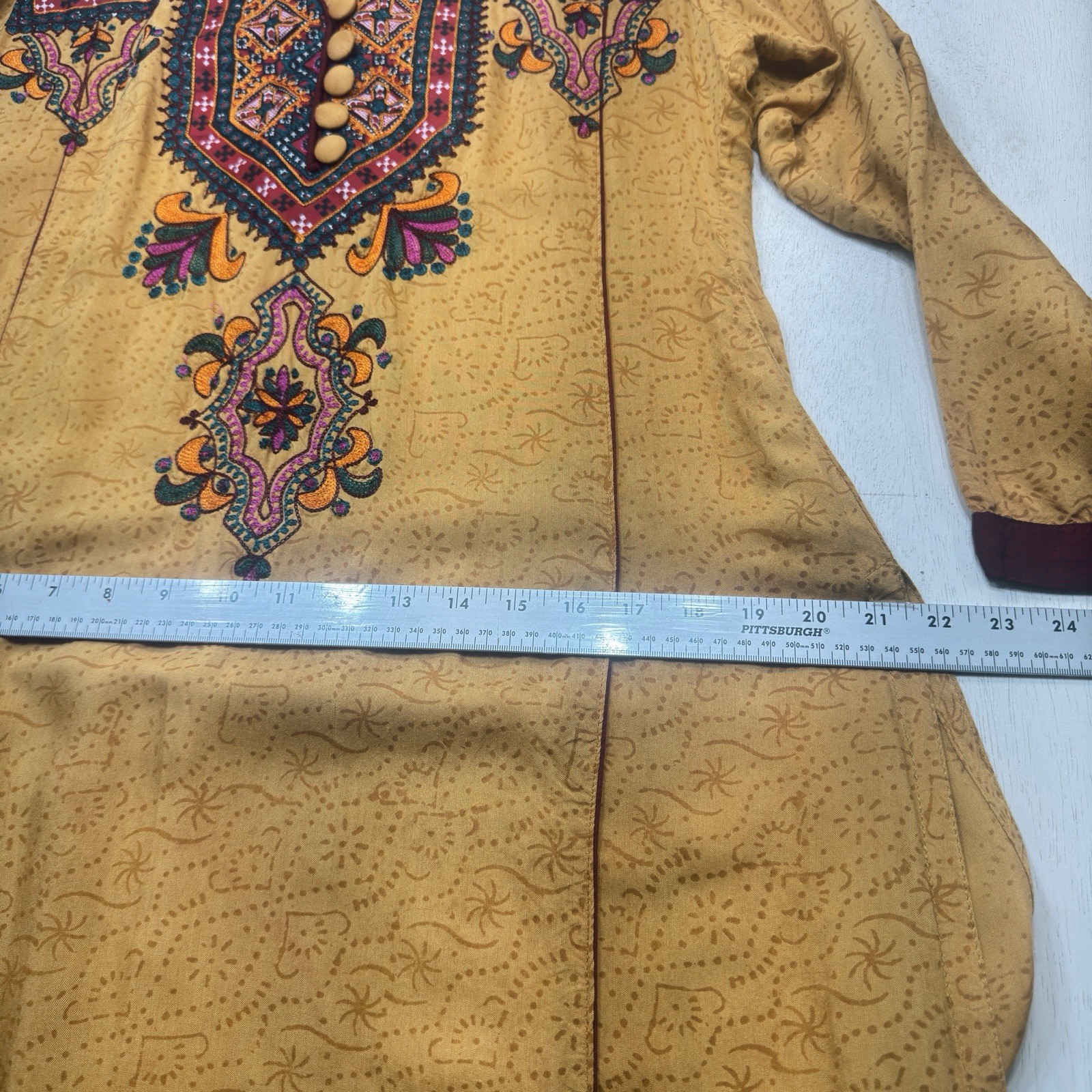 Sha Posh Long Dress Floral Embroidered Side Slit Grannycore Medium