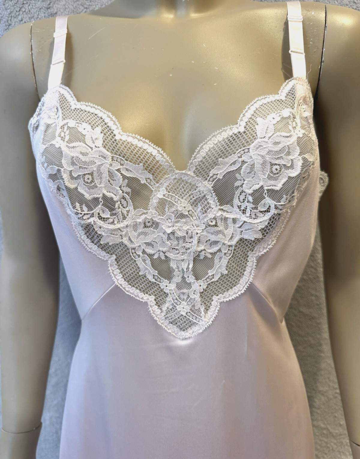 VTG Shadowline Dress Slip NEW w/Orig Tags, Peek-A-Boo Lace Mauve Pink Sexy 80’s