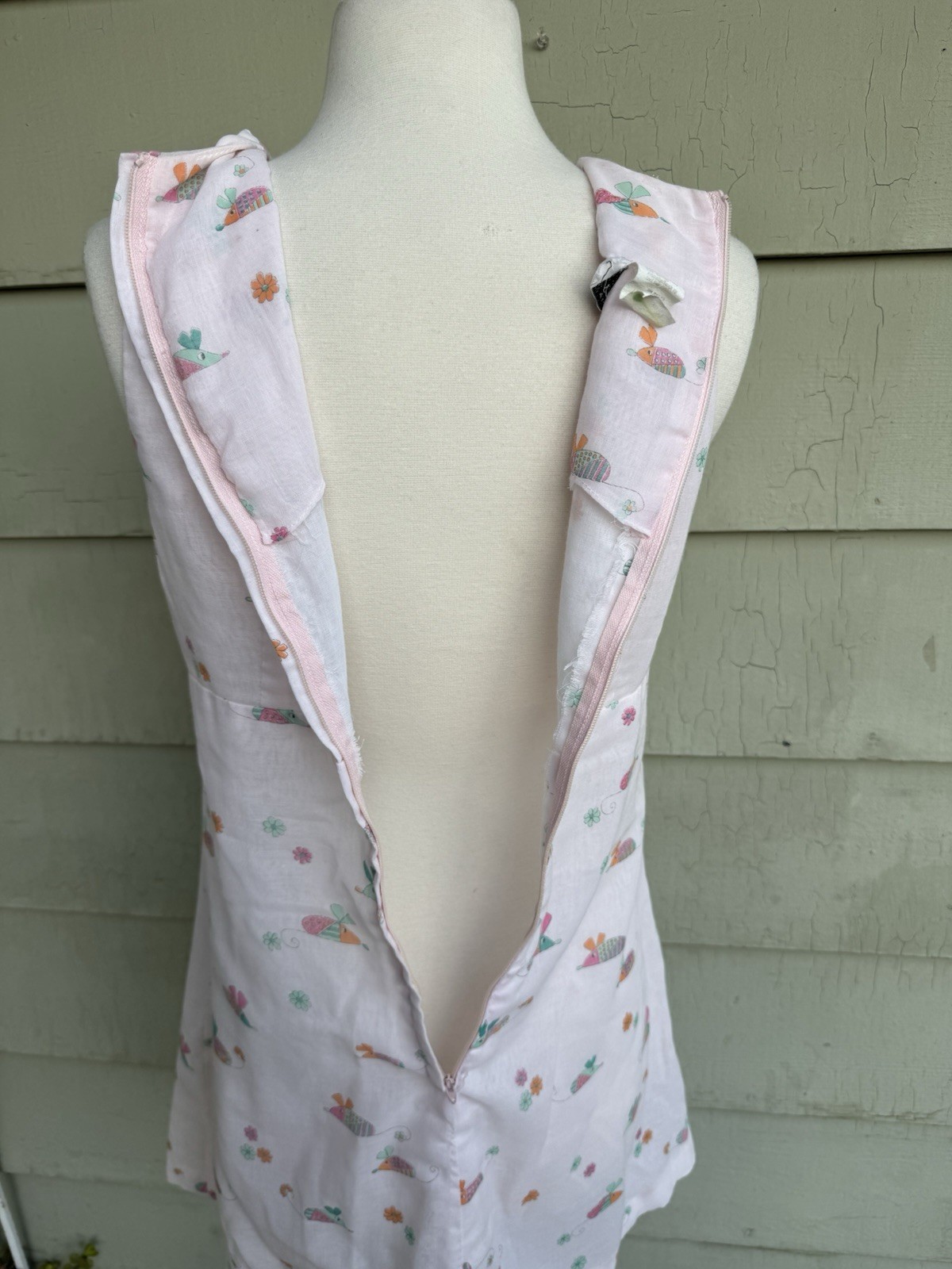 Vtg 70’s Terri Petites Mini Dress Pink Pastel Mouse Flower Print Junior 13 Wmn S