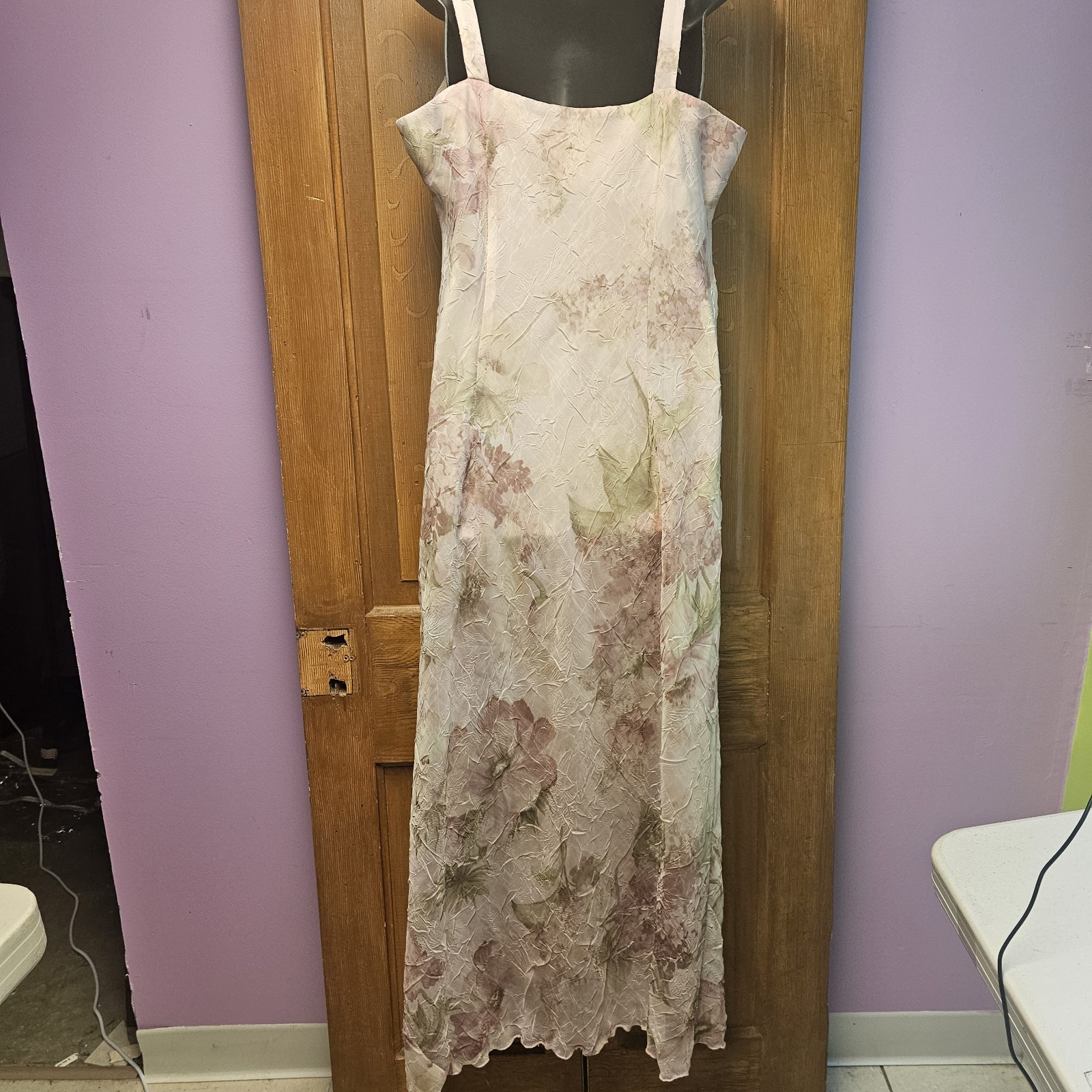 VTG 90s Y2K Fairy Floral Dress R&M Richards Pale Pink Chiffon Appx Sz L Coquette