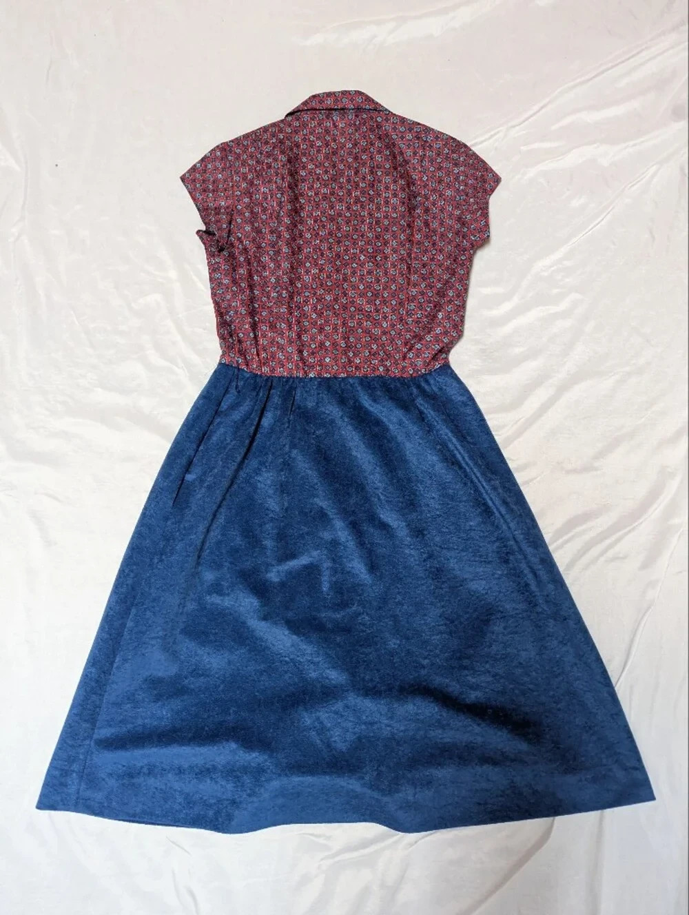 Vintage 70’s Button Front Blue Velour Dress & Jacket Anjac By Marc Needleman