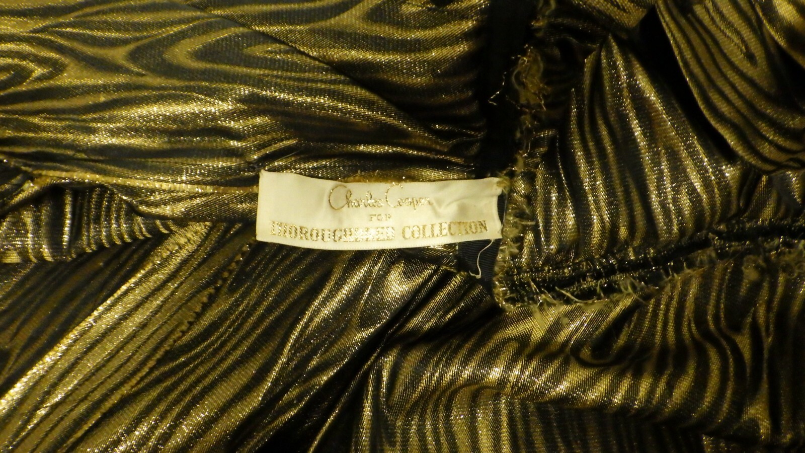 Vintage 1950s Charles Cooper Gold Lame Cocktail Dress Size 6 Metallic Party 50s