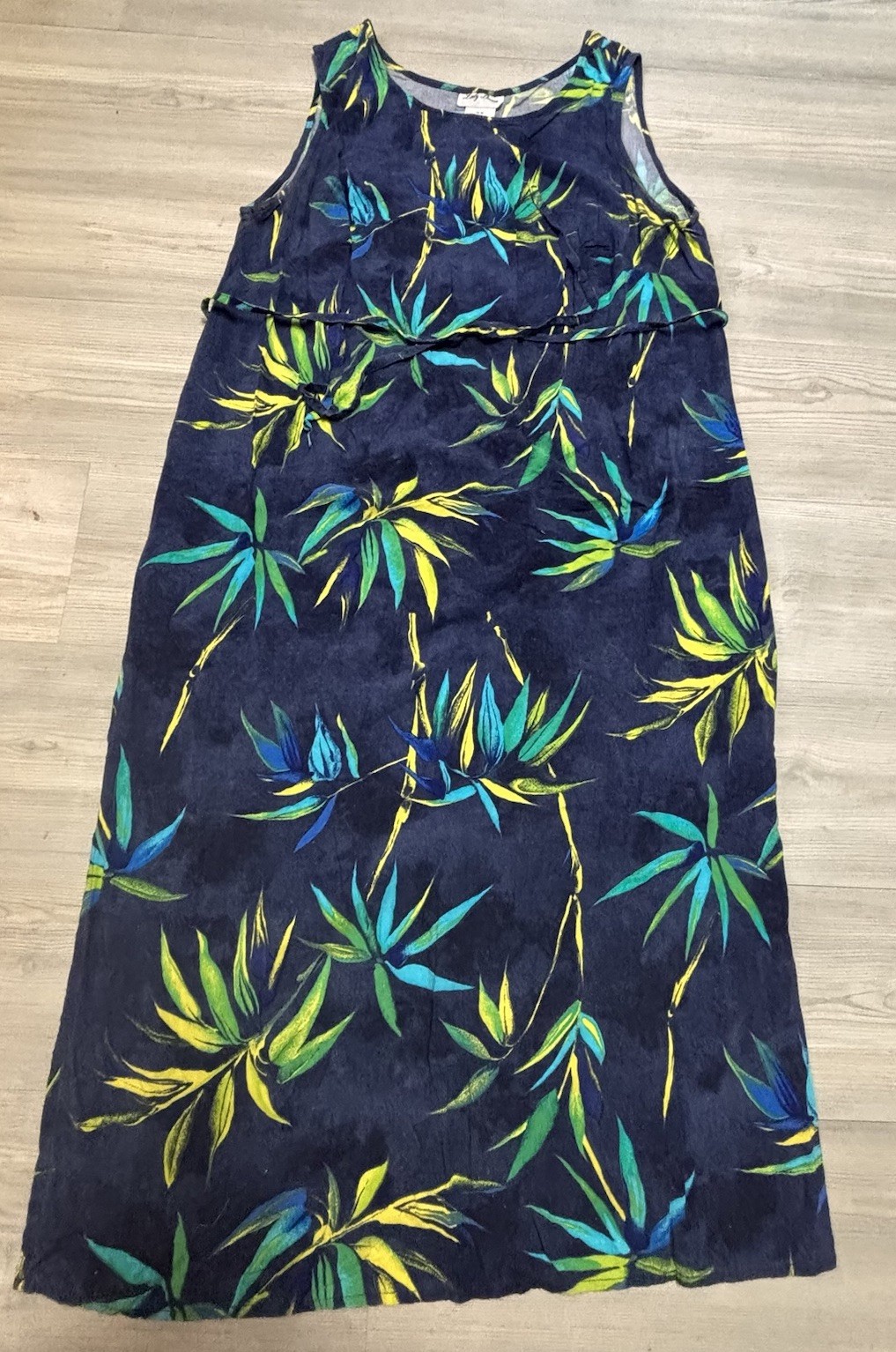 Lady Darian 16W Blue/Green/Yellow Floral Long Dress Perfect Pool Beach Casual