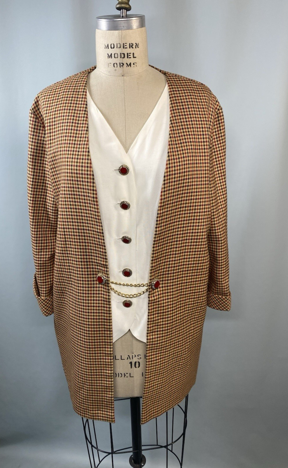 80s 90s Women’s Vintage Jacket Vest SIZE XL EXTRA LARGE 16 DRESS SAVVY brown