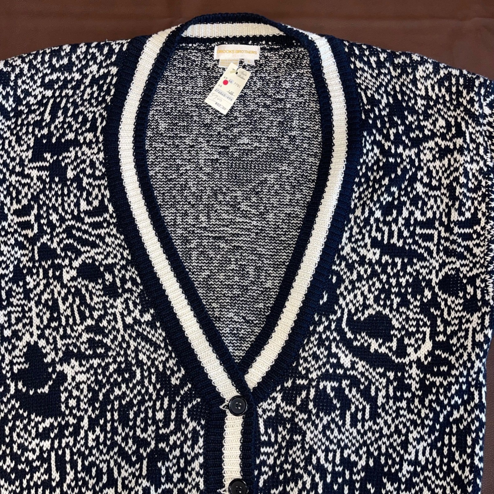 BROOKS BROTHERS vintage cardigan L NWT Cotton Fair Isle Nordic Preppy old money