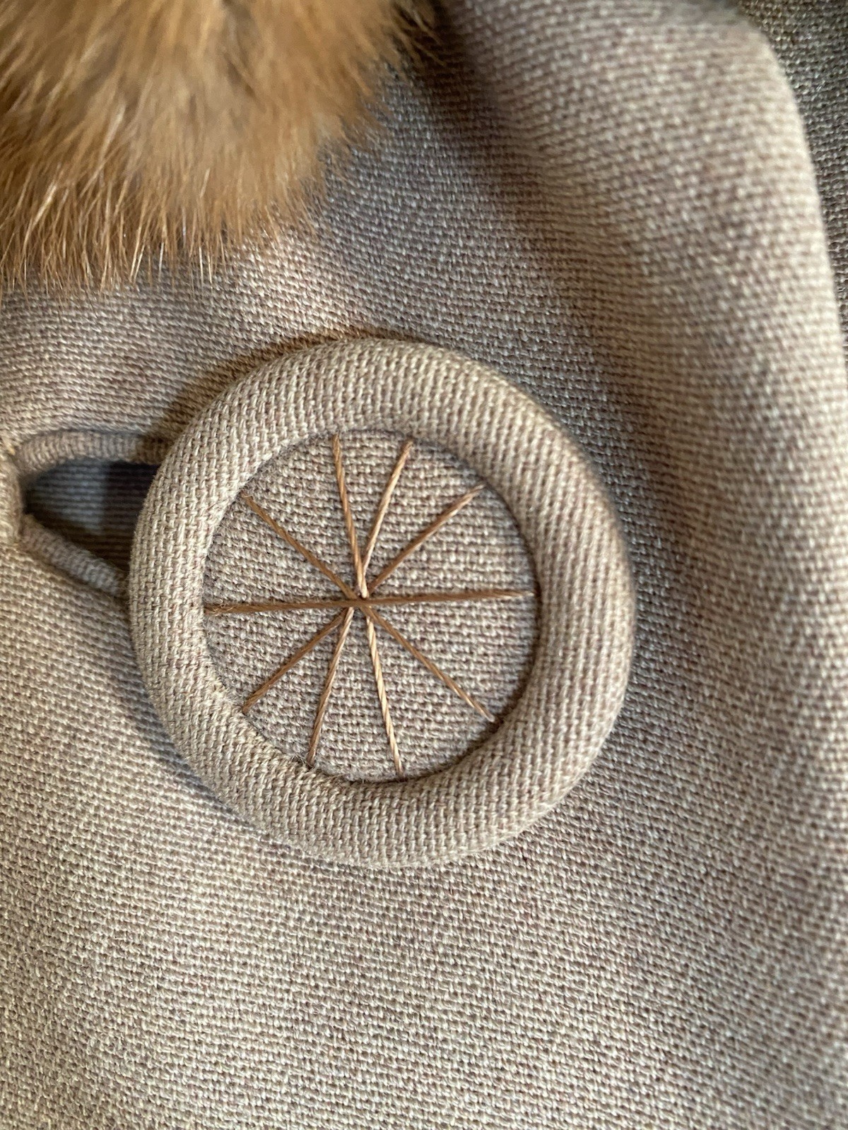 Vintage 1950s Tan Wool Swing Coat Real Mink Fur Collar Cuffs 46” Bust Nice!!!