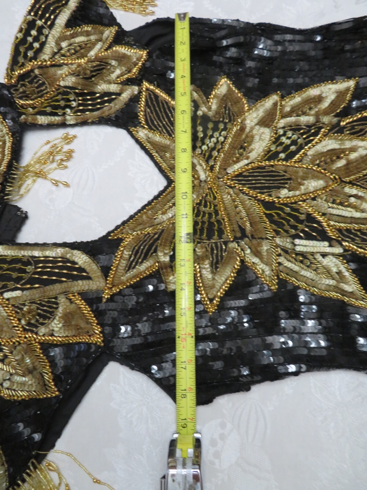 1990’s VTG Vanna White Original Beaded Sequin Dress Size M Gold & Black Beading