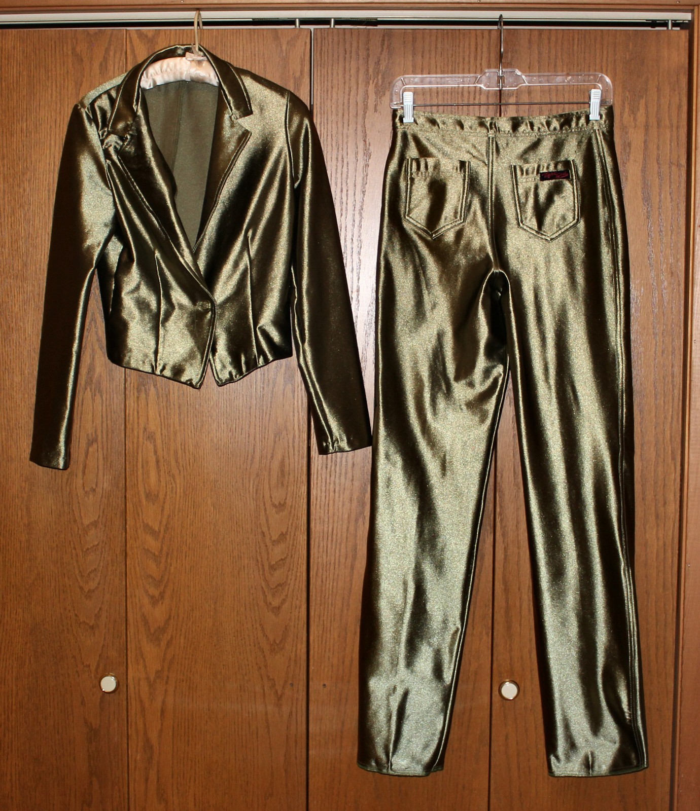 Vintage Shiny Tight End Spandex Disco Matching Jacket and Pants
