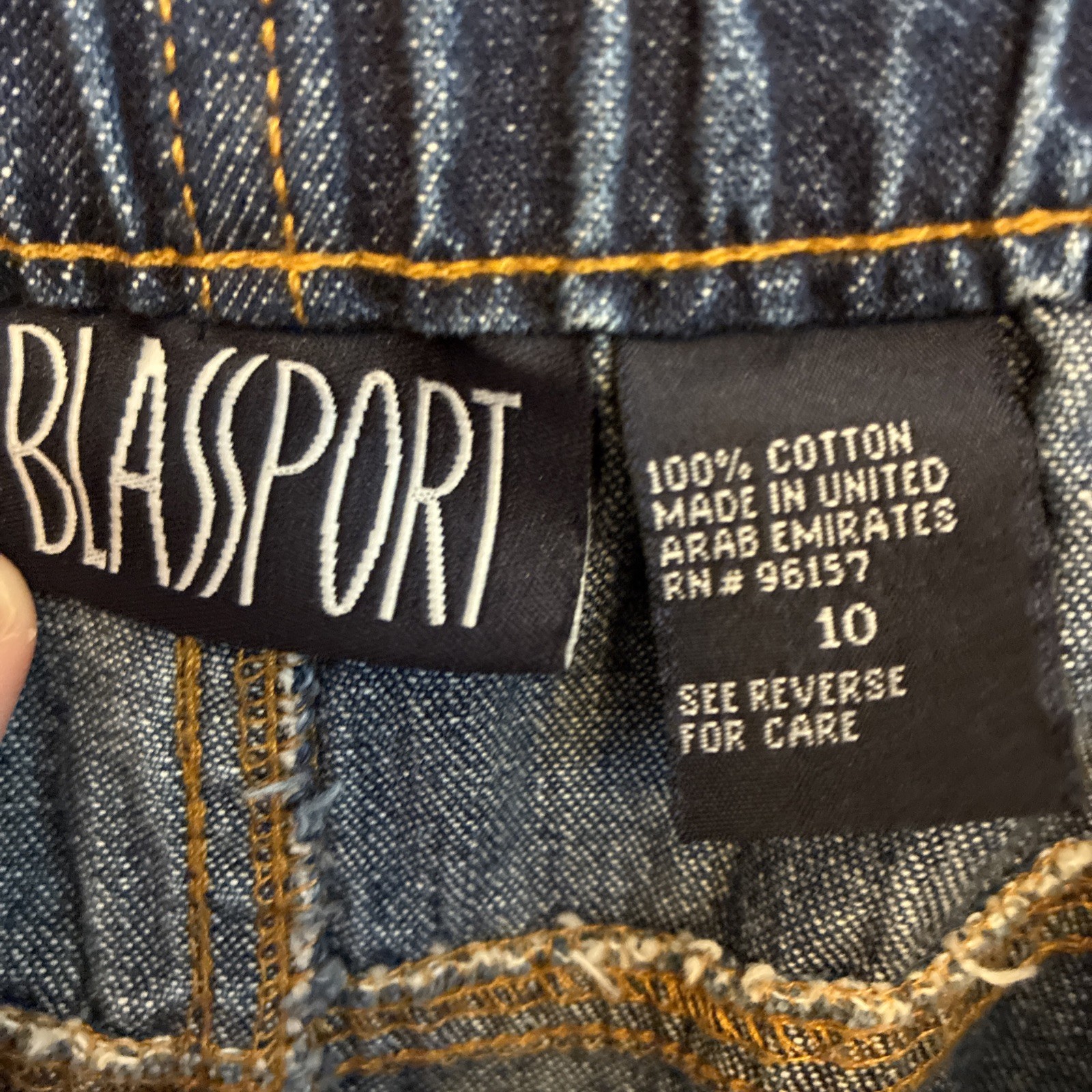 Vintage 90s Denim Jean Skirt Size 10 See Measurements Blassport Pockets Elastic