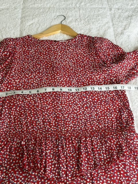 Vintage Jane Schaffhausen Belle France Rayon Dress Red Floral Ruffle Size 8 USA