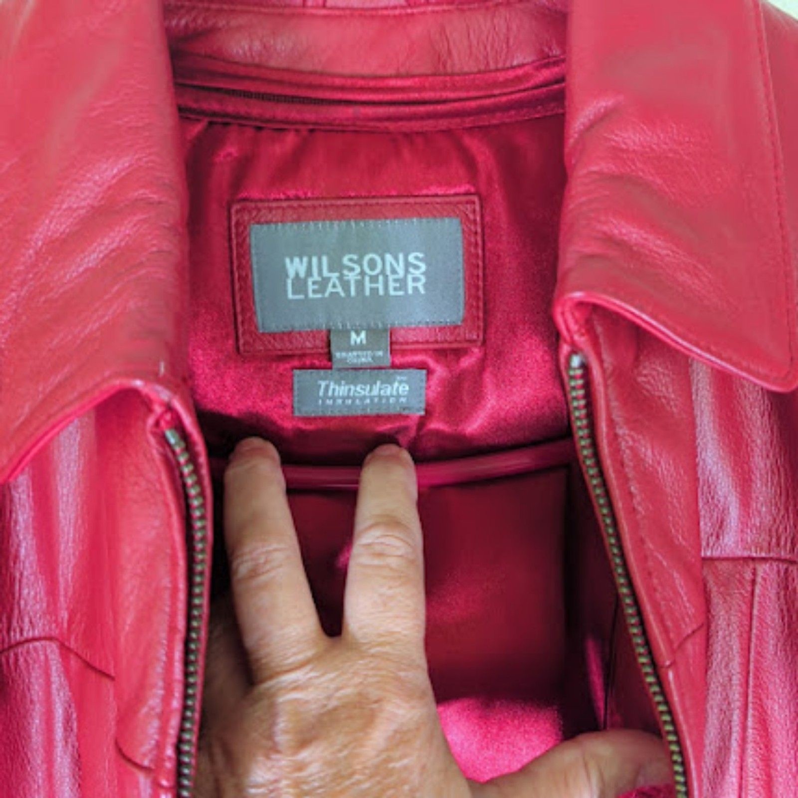 Vintage Wilsons Leather Red Moto Jacket, Genuine Leather M Thinsulate Lining