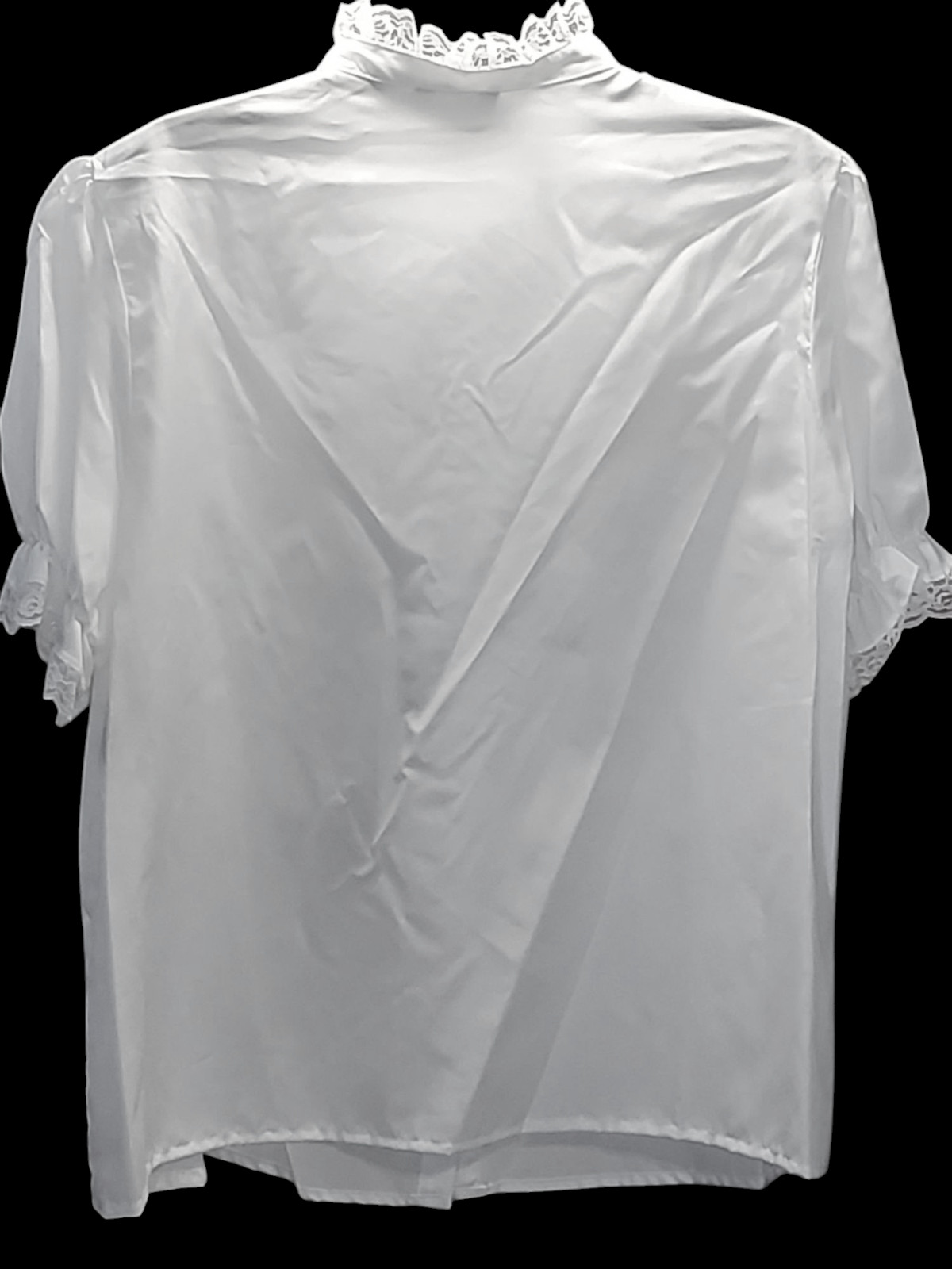 Vtg 80s White Style Trix Ruffle Frills Lace Lolita Princess Sleeves Top Bust 48″