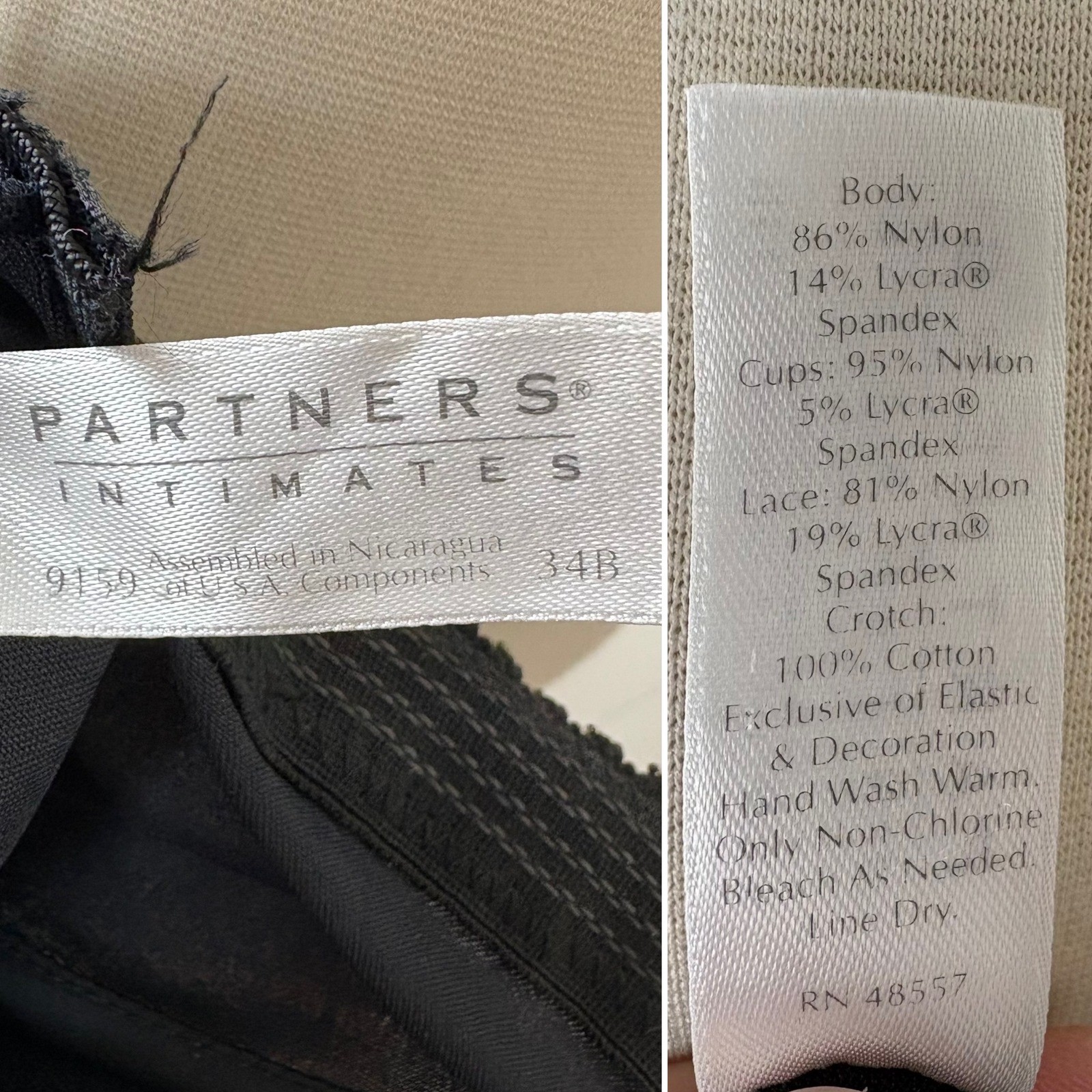 Partners Intimates Vtg Body Shaper Girdle Size 34B Black Lace Trim Strapless