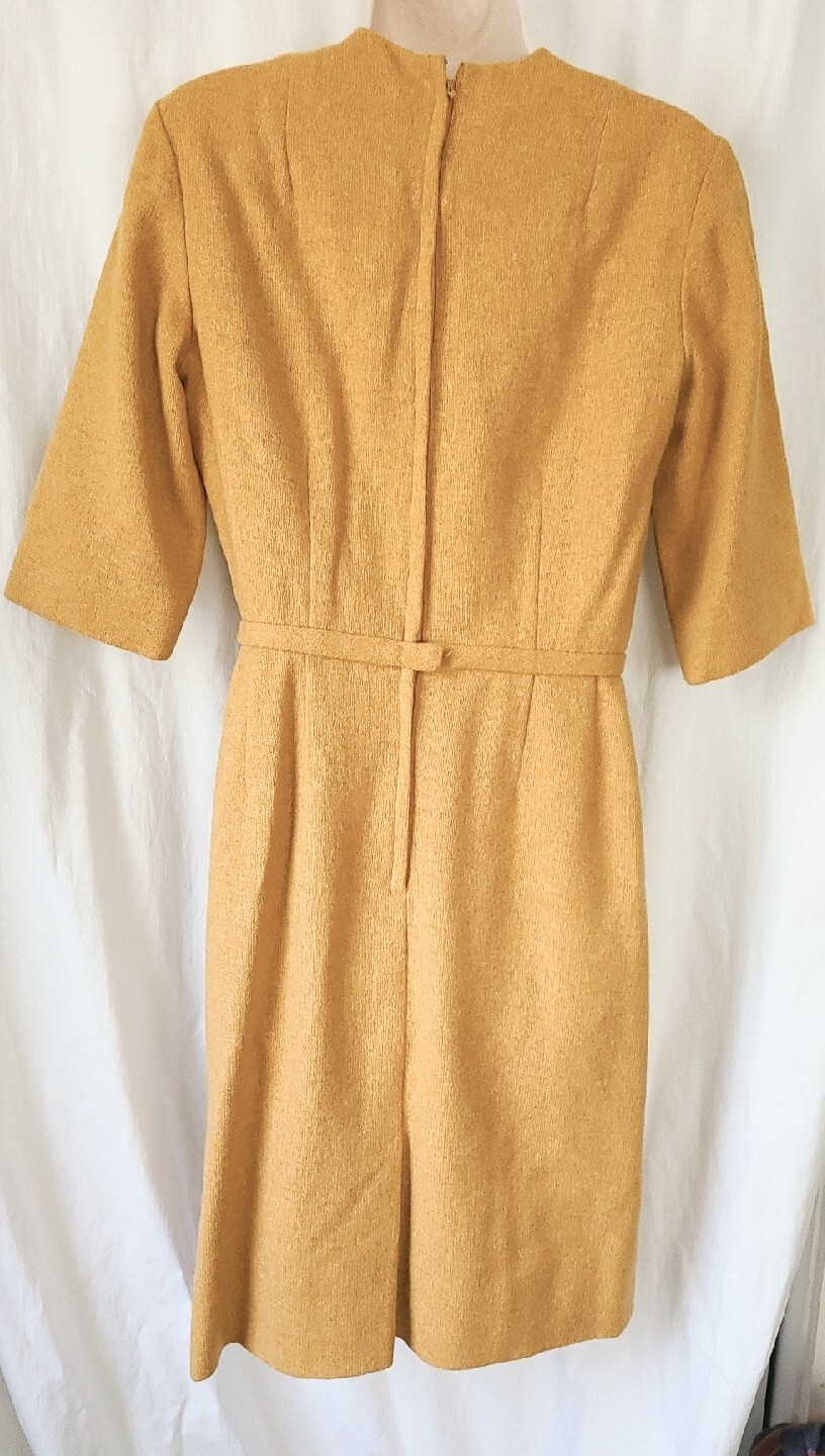 Vintage 1950’s McMullen of Glens Falls NY Gold Wool Dress Womans Size 12
