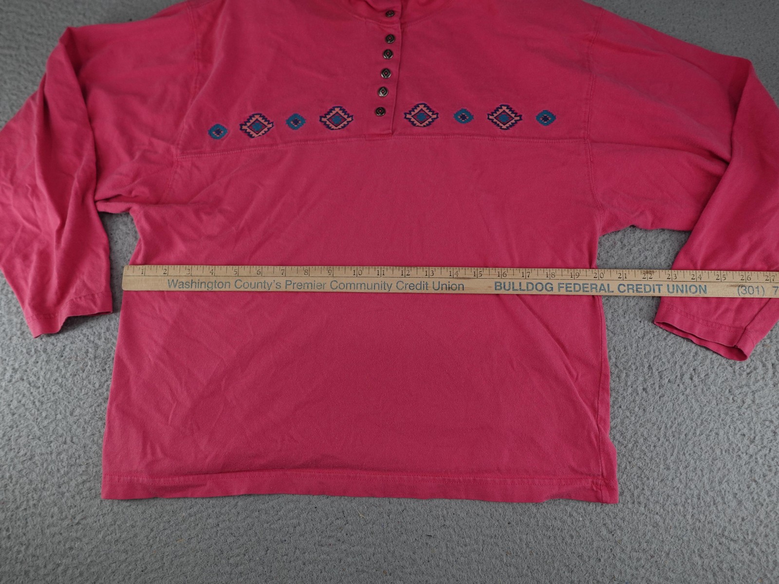 Vintage Aztec Shirt Mens Medium Pink Southwest Cowboy Ranch Rodeo90s Nuovo