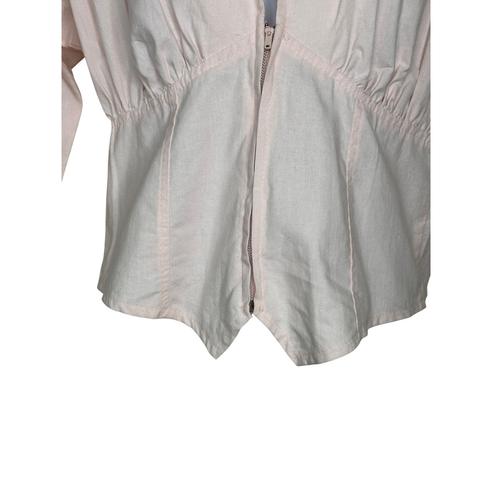 Vintage Western Zip Jacket 9 Blush Pink Black Rockabilly Yoke Cowgirl Ranch Wear