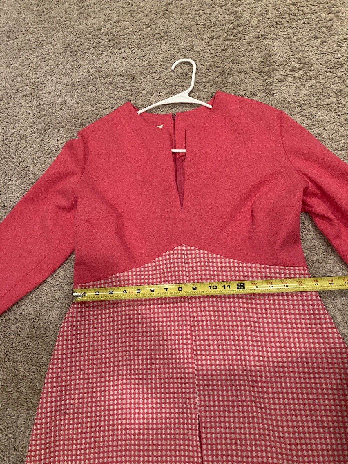 VINTAGE PURITAN FOREVER YOUNG 1970’S PINK CHECKED LONG SLEEVE MAXI DRESS – M
