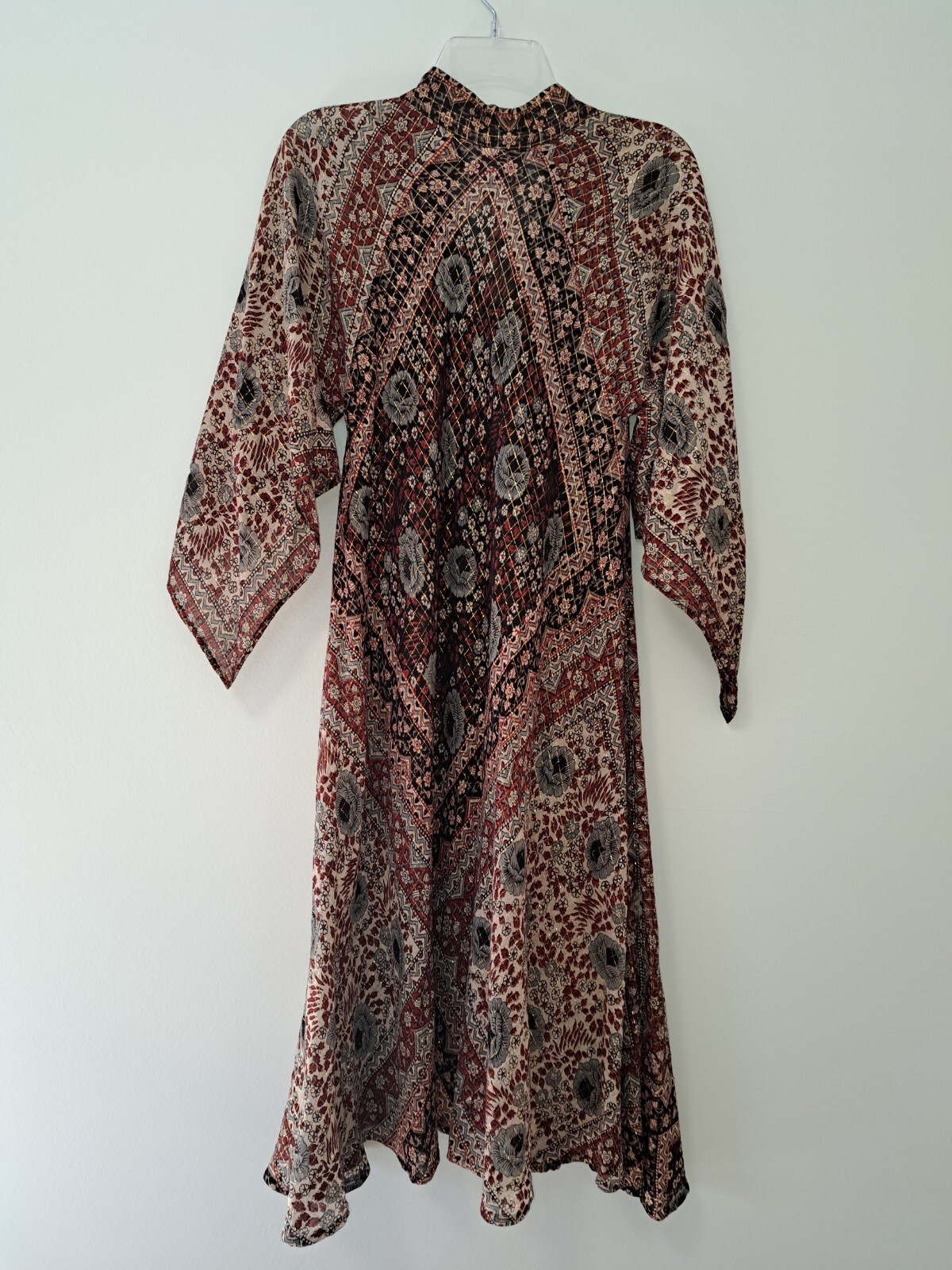 Sultana By Adini Dress Vintage Maxi Beautiful Rare India Cotton Gauze Lurex