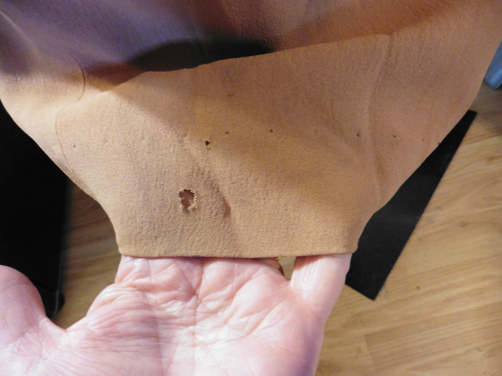 50s Beige Crepe Dress w/ Illusion and (Weird) Beading on Bodice Sz S