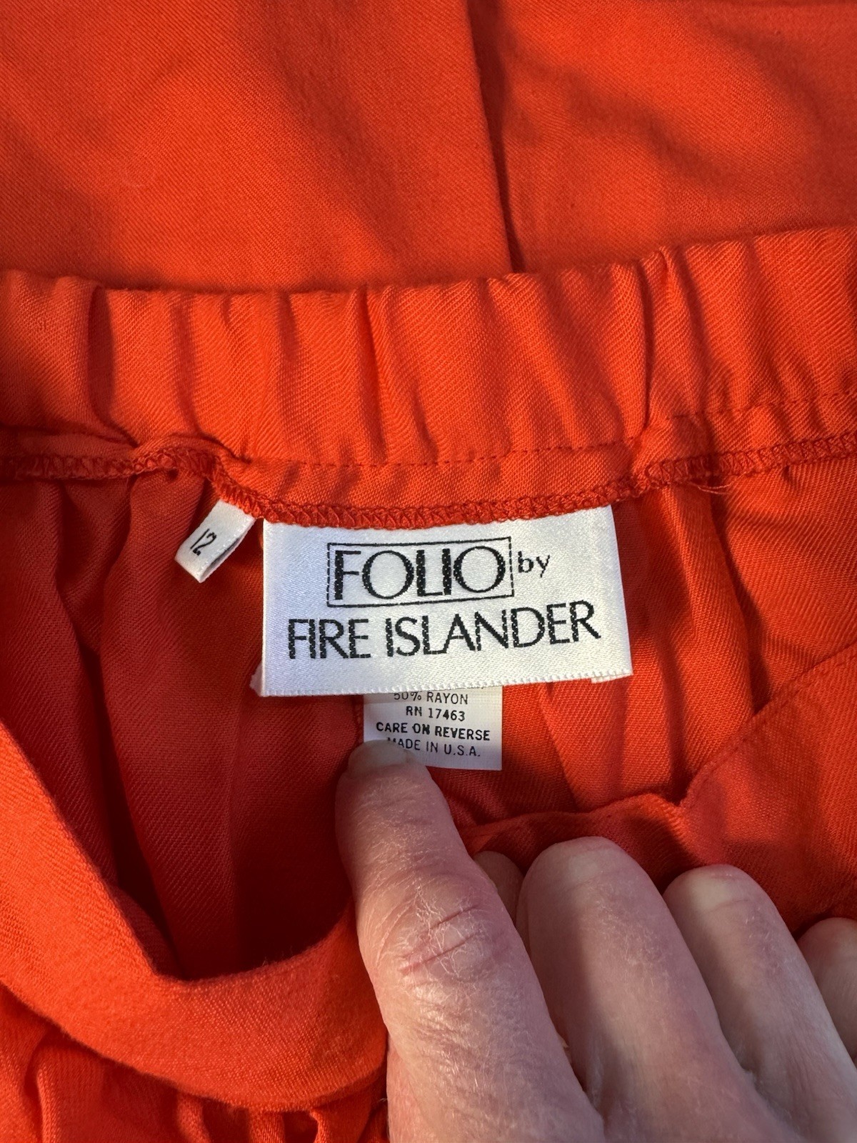 Folio By Fire Islander Vintage 60-70s Orange Collared Skirt & Blouse Set Sz 12
