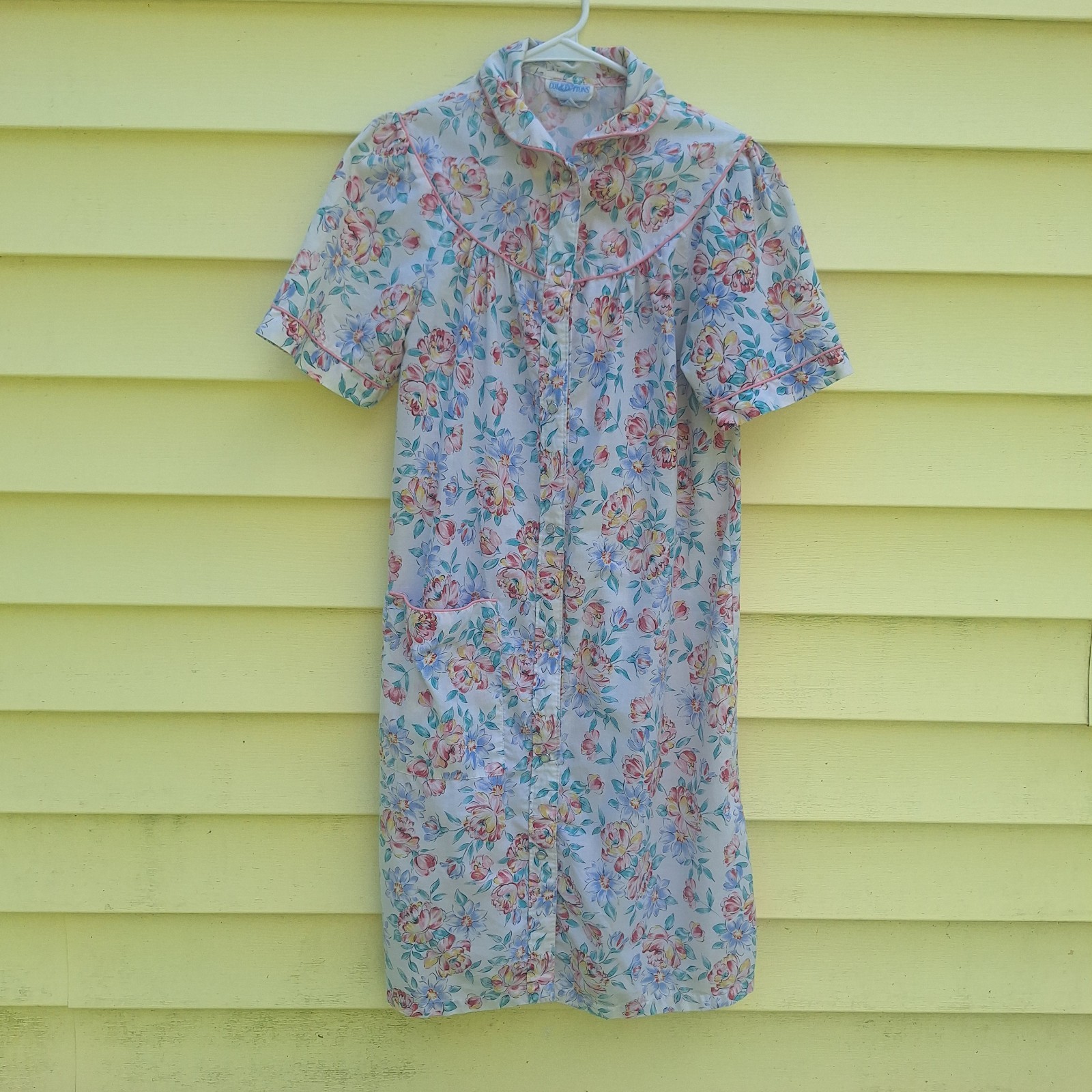 Pearl Snap Granny Core Housecoat House Dress Sz S Vtg Cottage Mumu Bloomcore