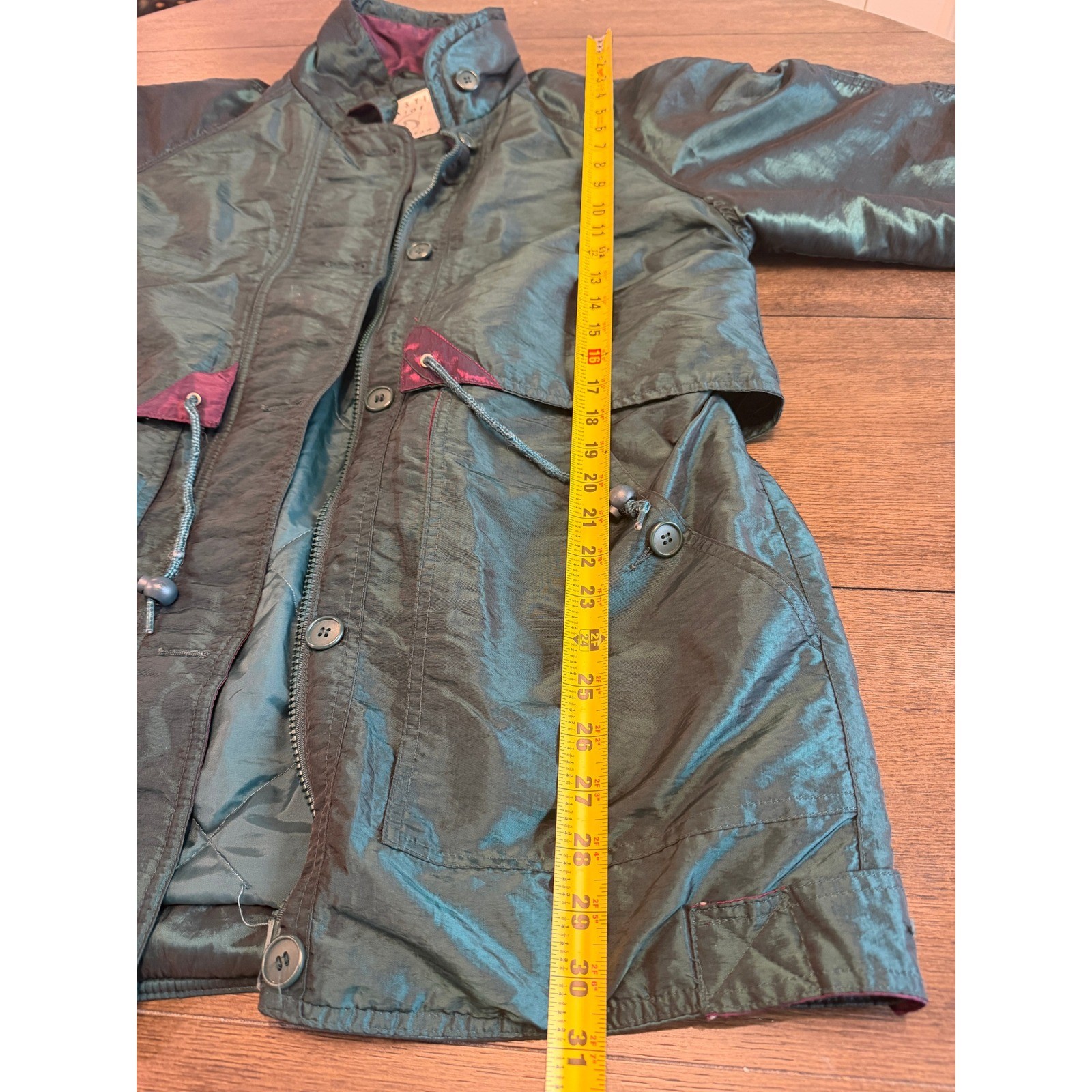 Kristin Paige Sportswear Vintage 90s Iridescent Parka Jacket Green Purple Small