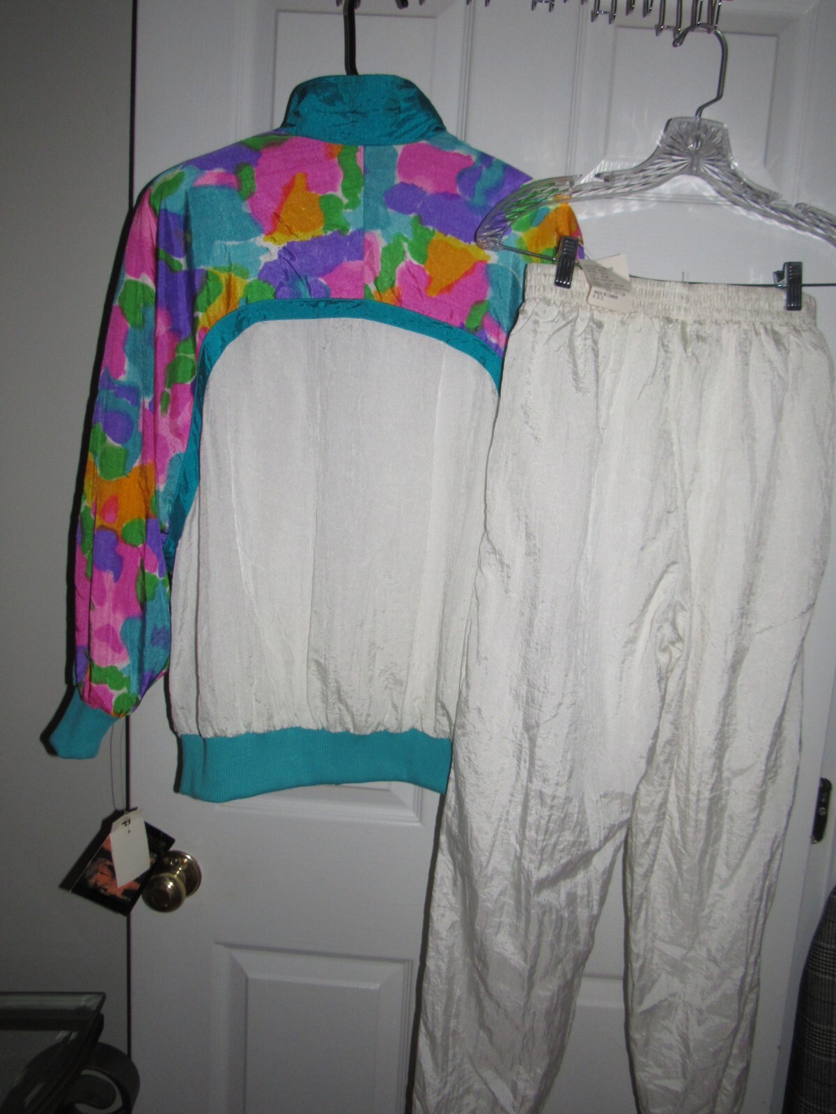 NWT New Vintage 1980s RIVER EDGE Nylon Track Suit Jacket Pants Sz Petite Medium