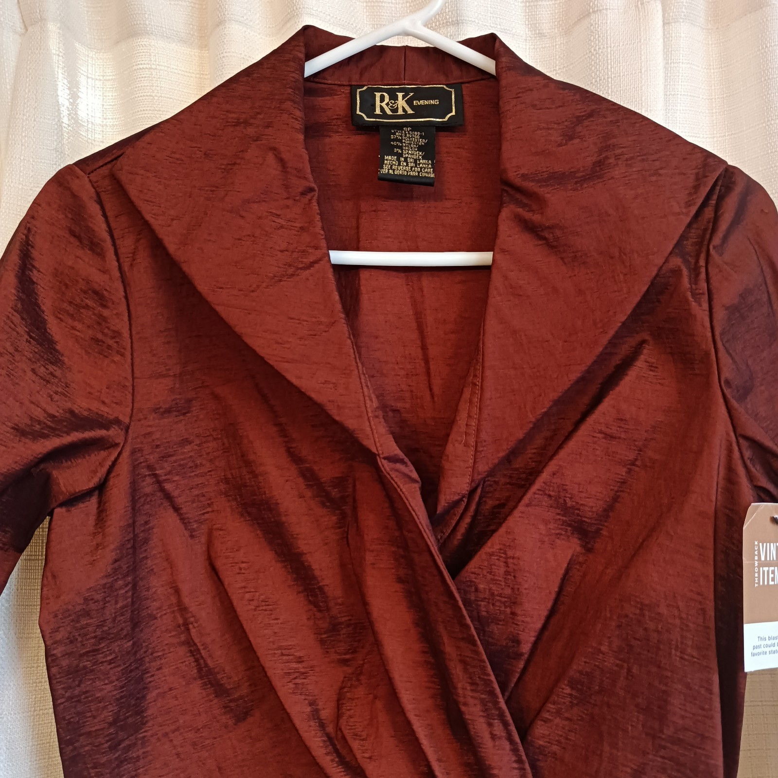 NWT R&K Evening Women’s Size 8P Copper Color Faux Wrap Polyester Top Vtg