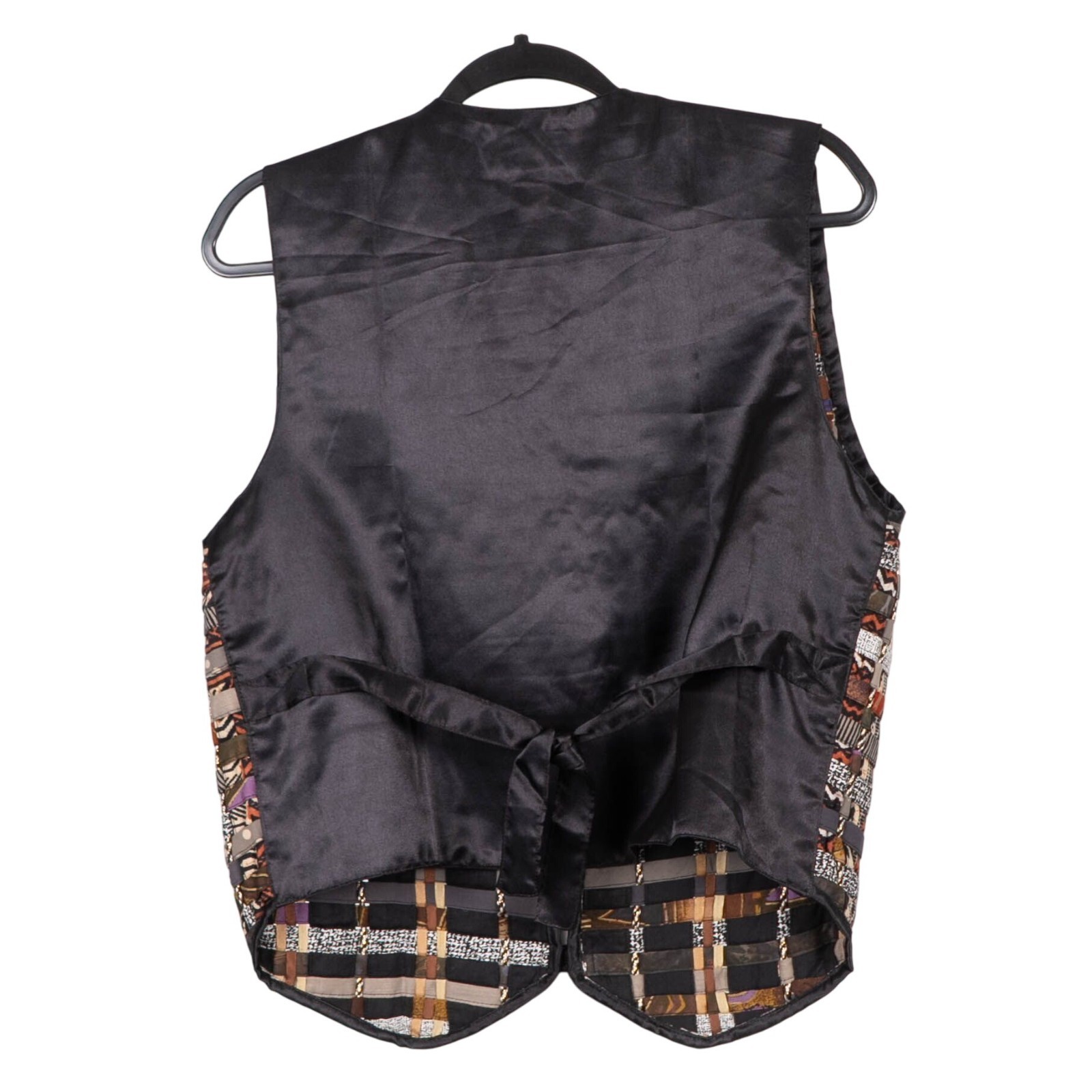 Halsey Collection Woven Patchwork Vest M Womens Brown Yellow Gray Beige Rayon
