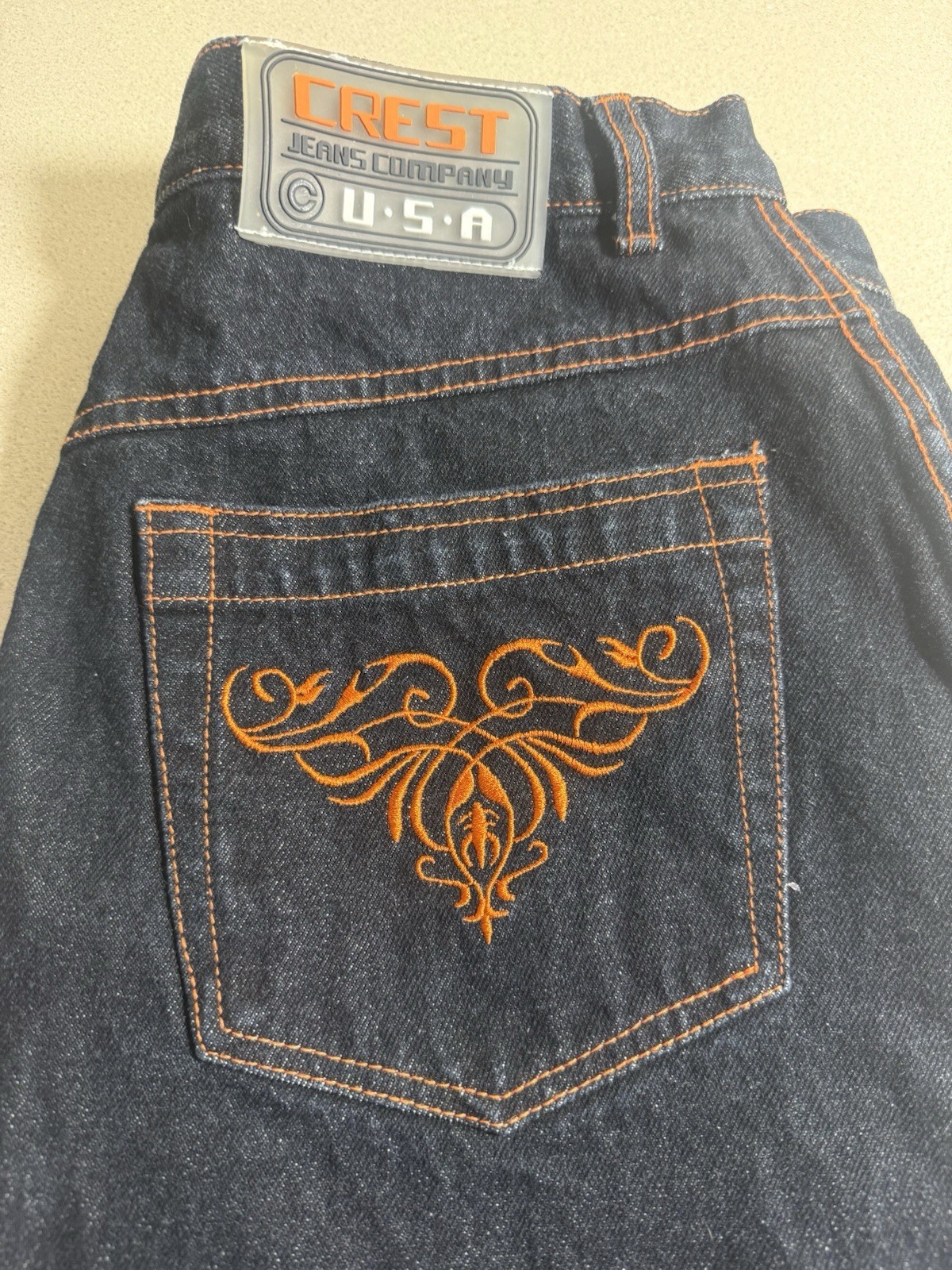 Vintage Y2K Crest Jeans The Collection Dark Blue Denim Long Skirt Sz 13/14