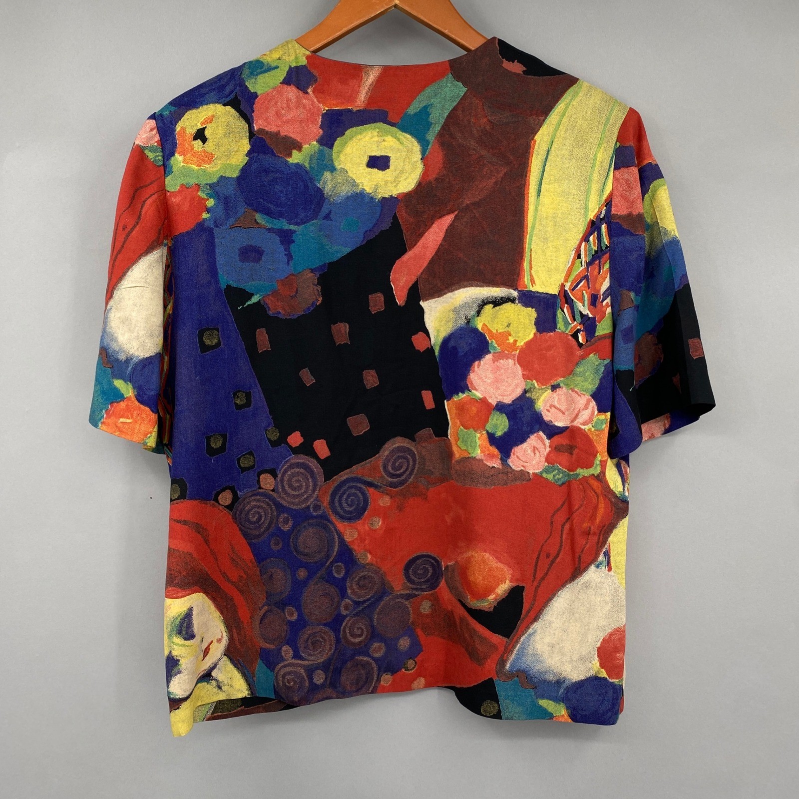 In Group Ltd Vintage 90s Abstract Art Print Blouse Womens M Klimt Art to Wear