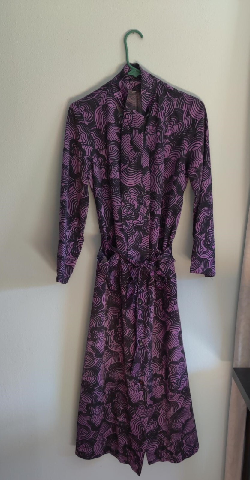 Rare Vintage Dressing Gown (70s from USSR, long, belted, pockets, 49″ L