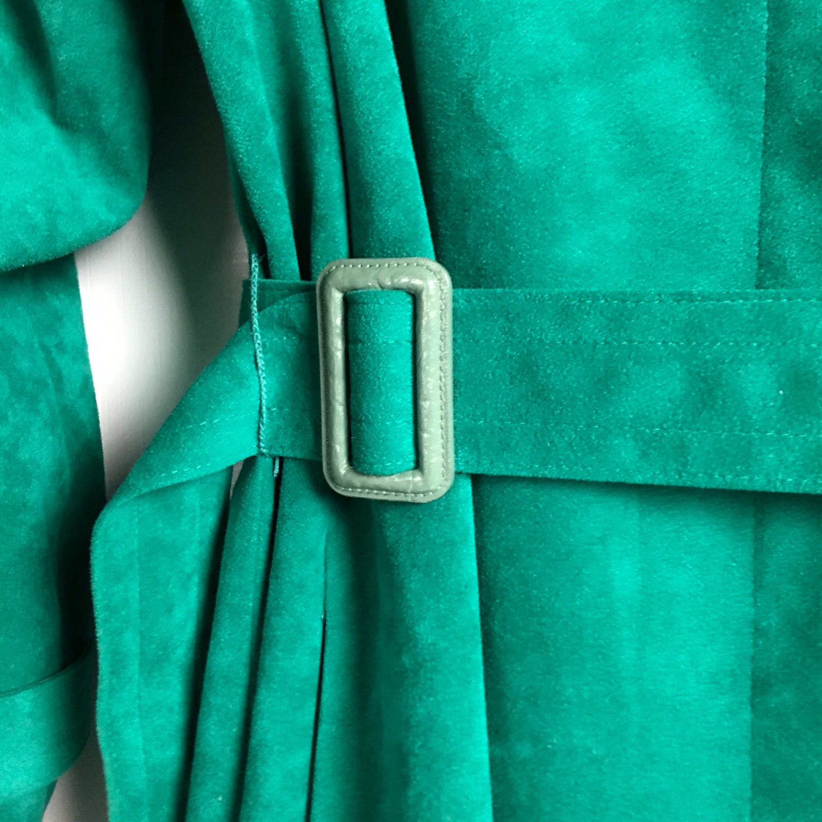 Lilli Ann Trench Coat Womens 10 12 Large Green Ultra Suede Vtg 80s Collection