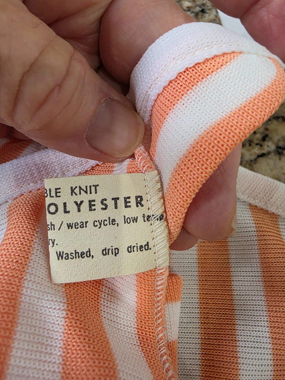 NOS Vtg 1970s Halter Top Double Knit Deadstock One Size Fits All Orange / White