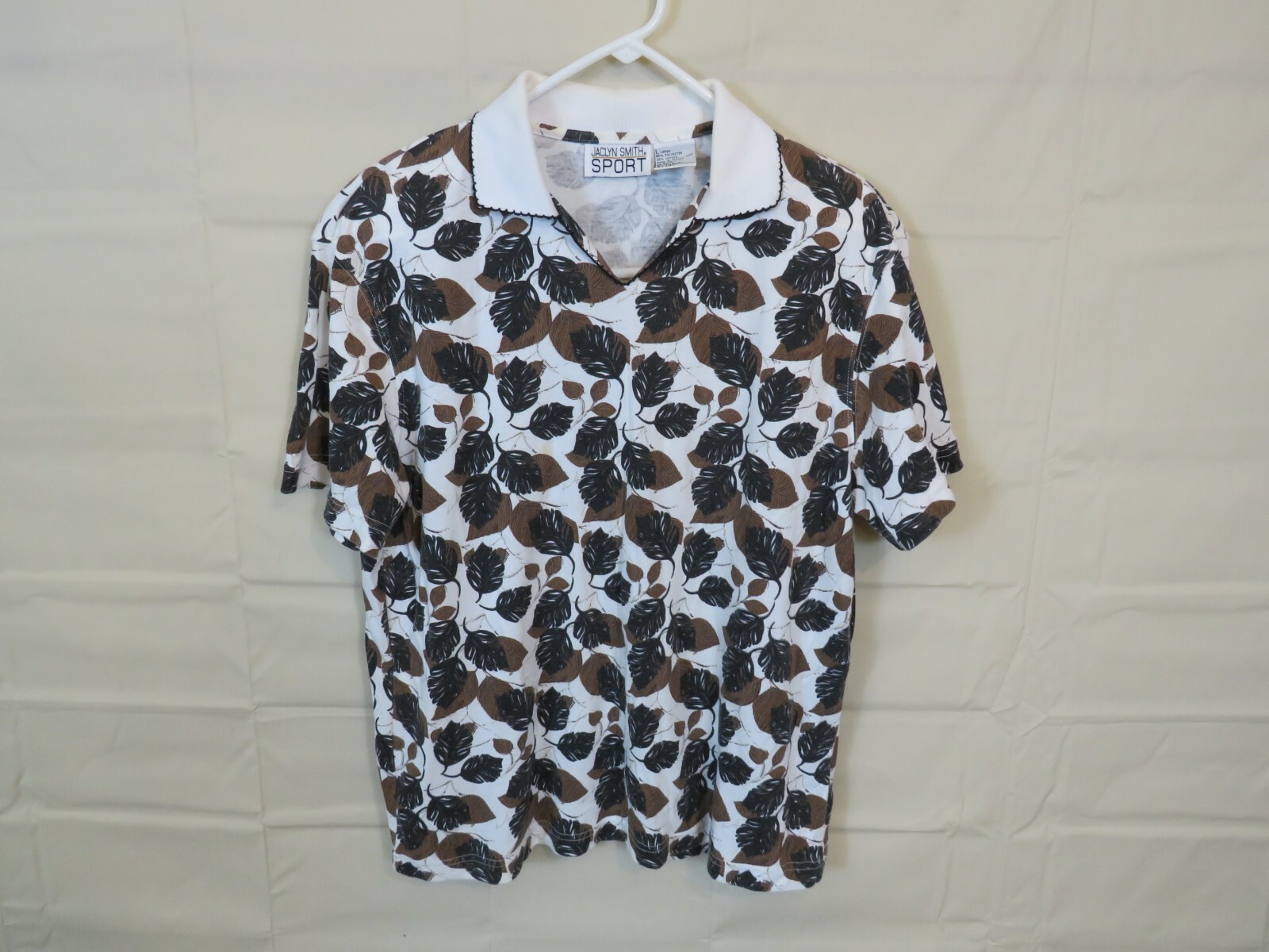 Vintage Shirt Jaclyn Smith Size Large L Brown Black leaf print